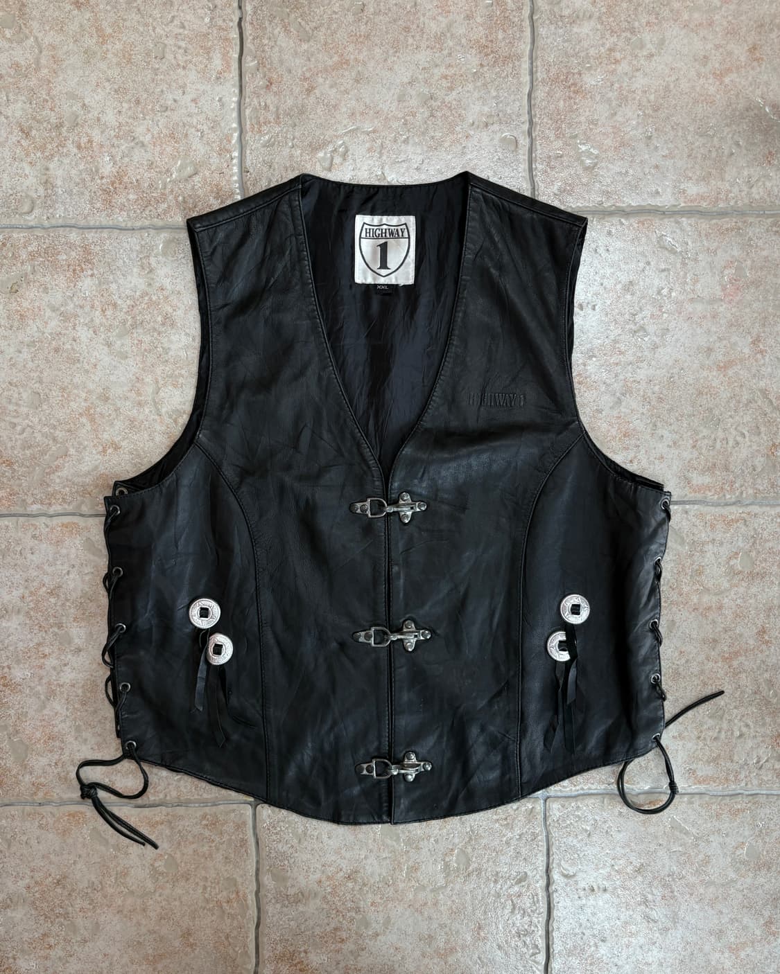 [2XL] High way fireman leather vest 상품이미지1