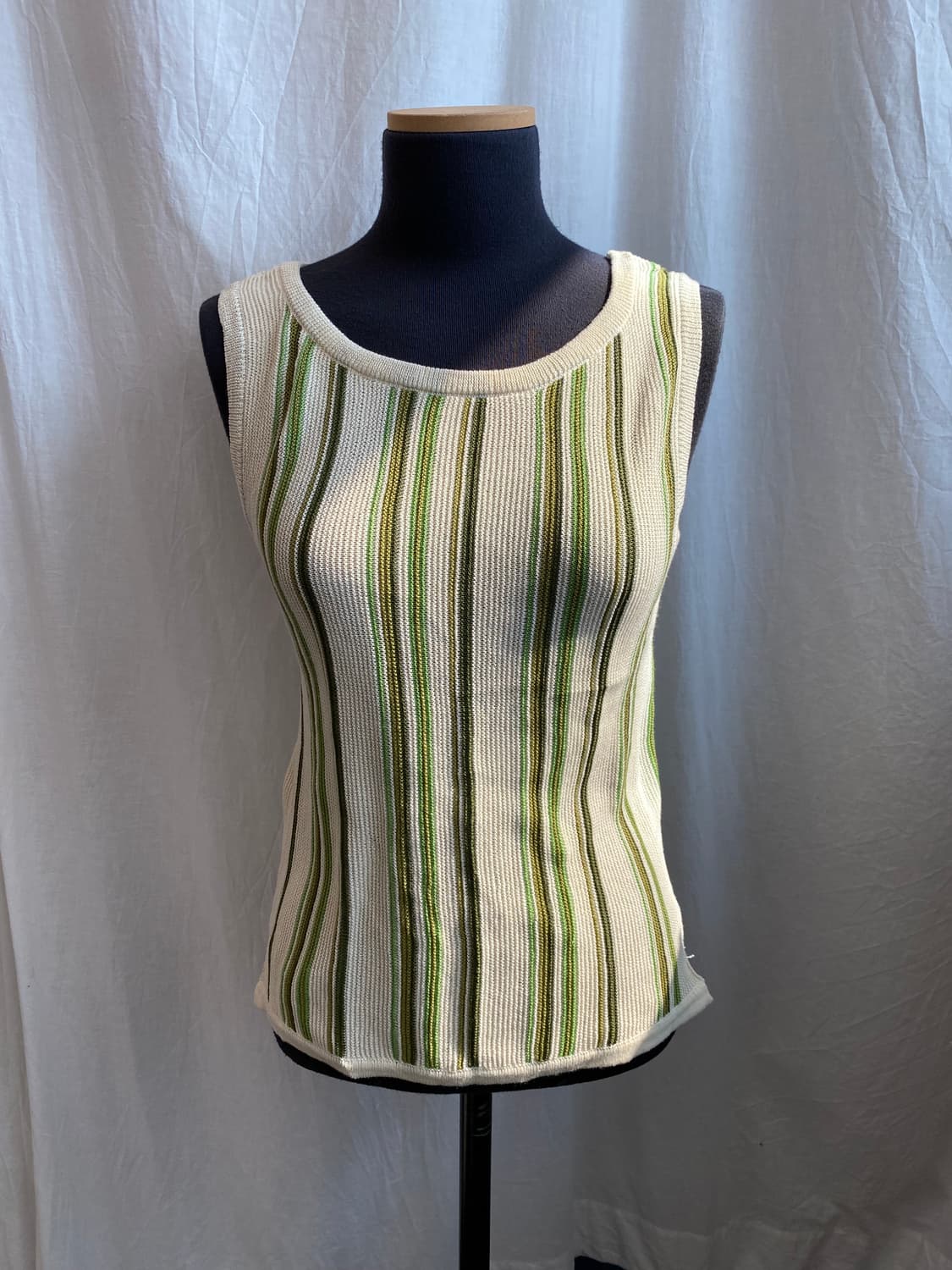 그린 스트라이프 민소매니트탑(M) 상품이미지7