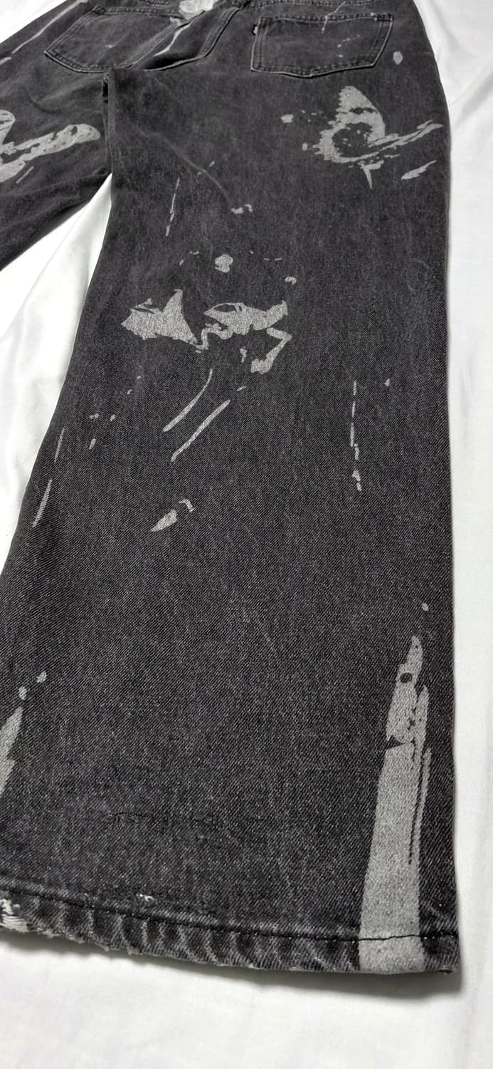 [M] 네스티팬시클럽 나비 그래픽 블리치 와이드 데님 팬츠 상품이미지9