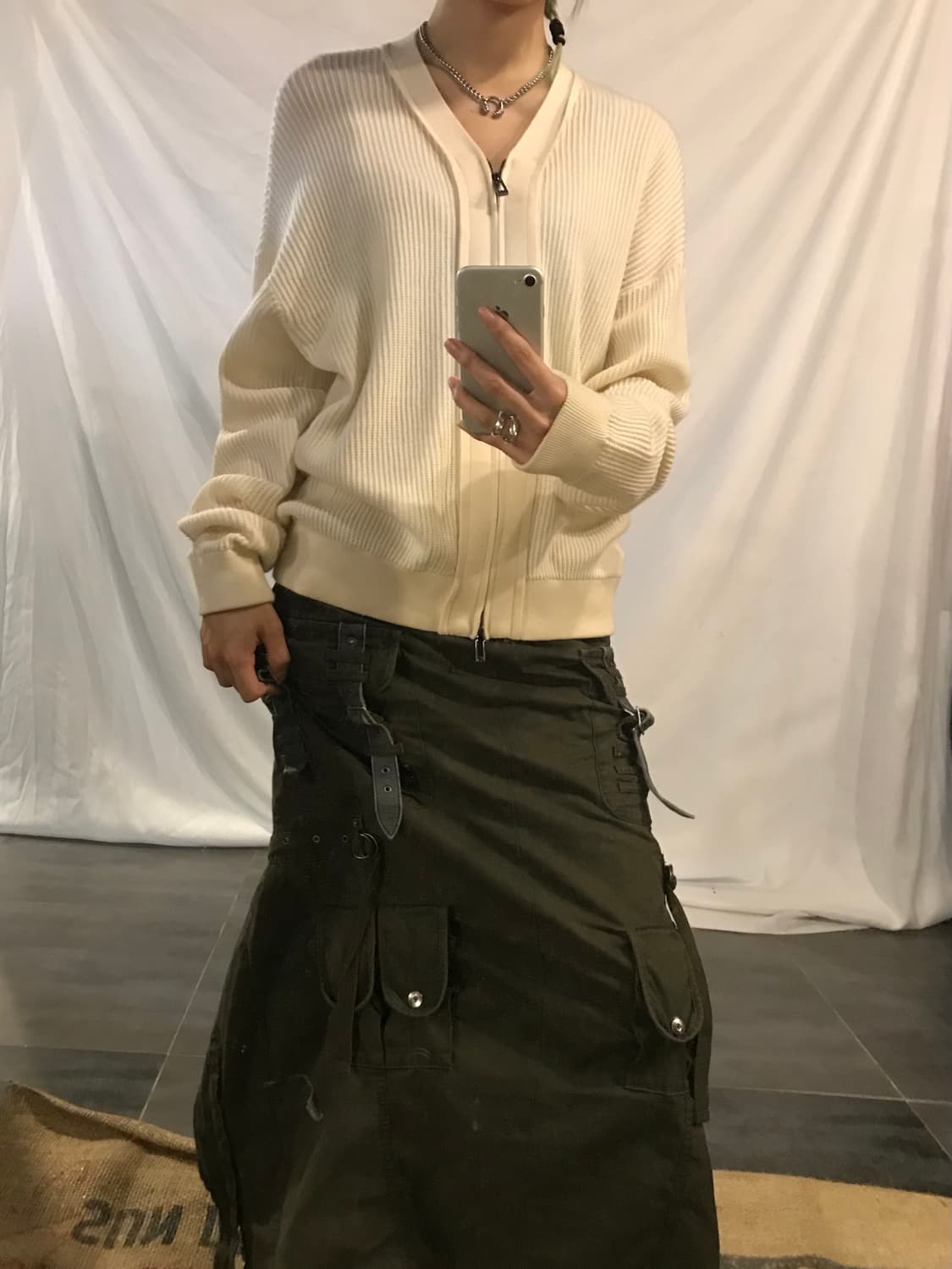 Armani White Knit Zip-up 상품이미지3