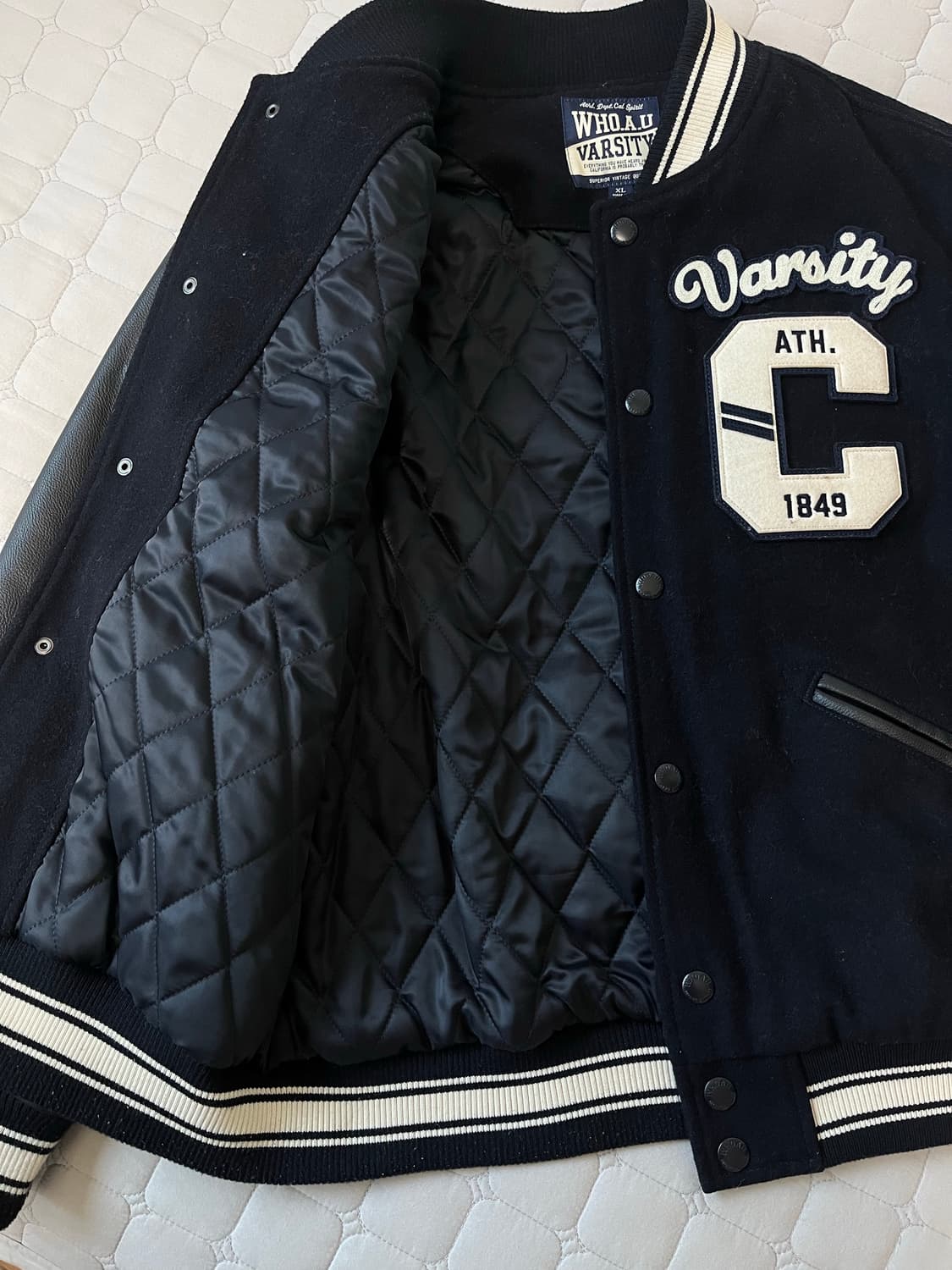 후아유 바시티 자켓 블랙 XL 상품이미지2