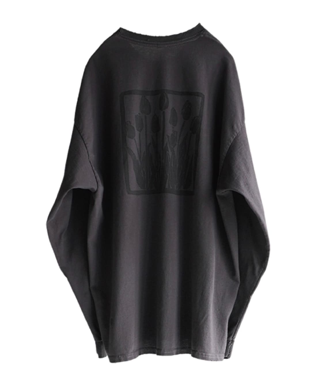 Ancellm 다이드 데미지 플라워 PT 롱슬리브 블랙 상품이미지1