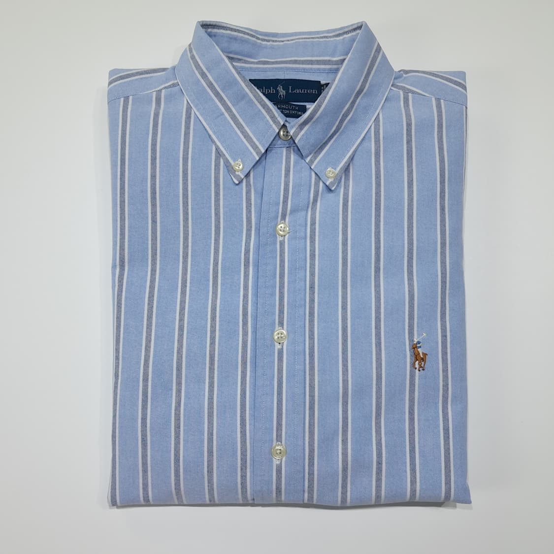 CL520 2XL 폴로 90s 홍콩판 올드스쿨 스트라이프 블루 셔츠 남 상품이미지7