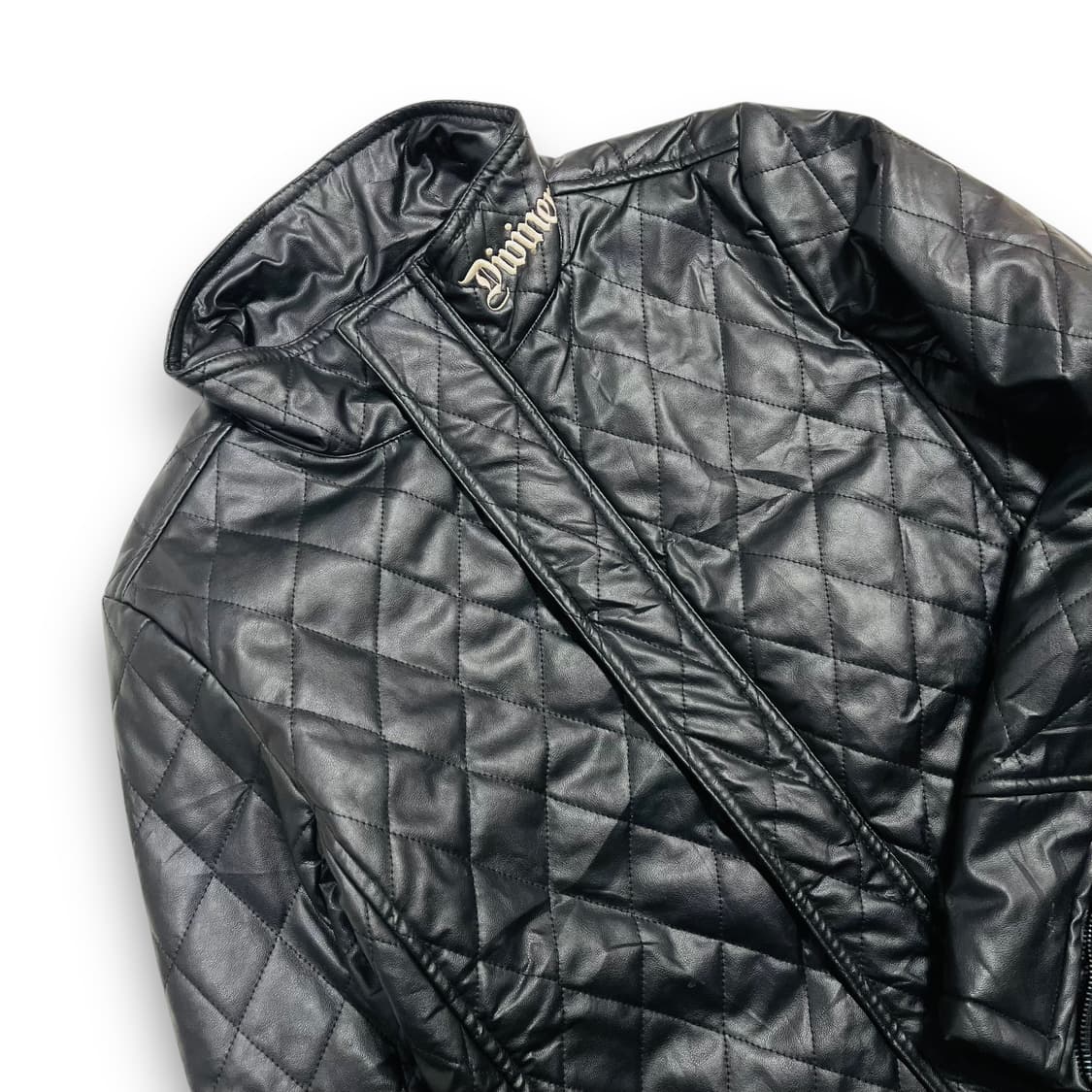 펑크 DIVINER 싱글 라이더 비건 레더 퀼팅 자켓 상품이미지4