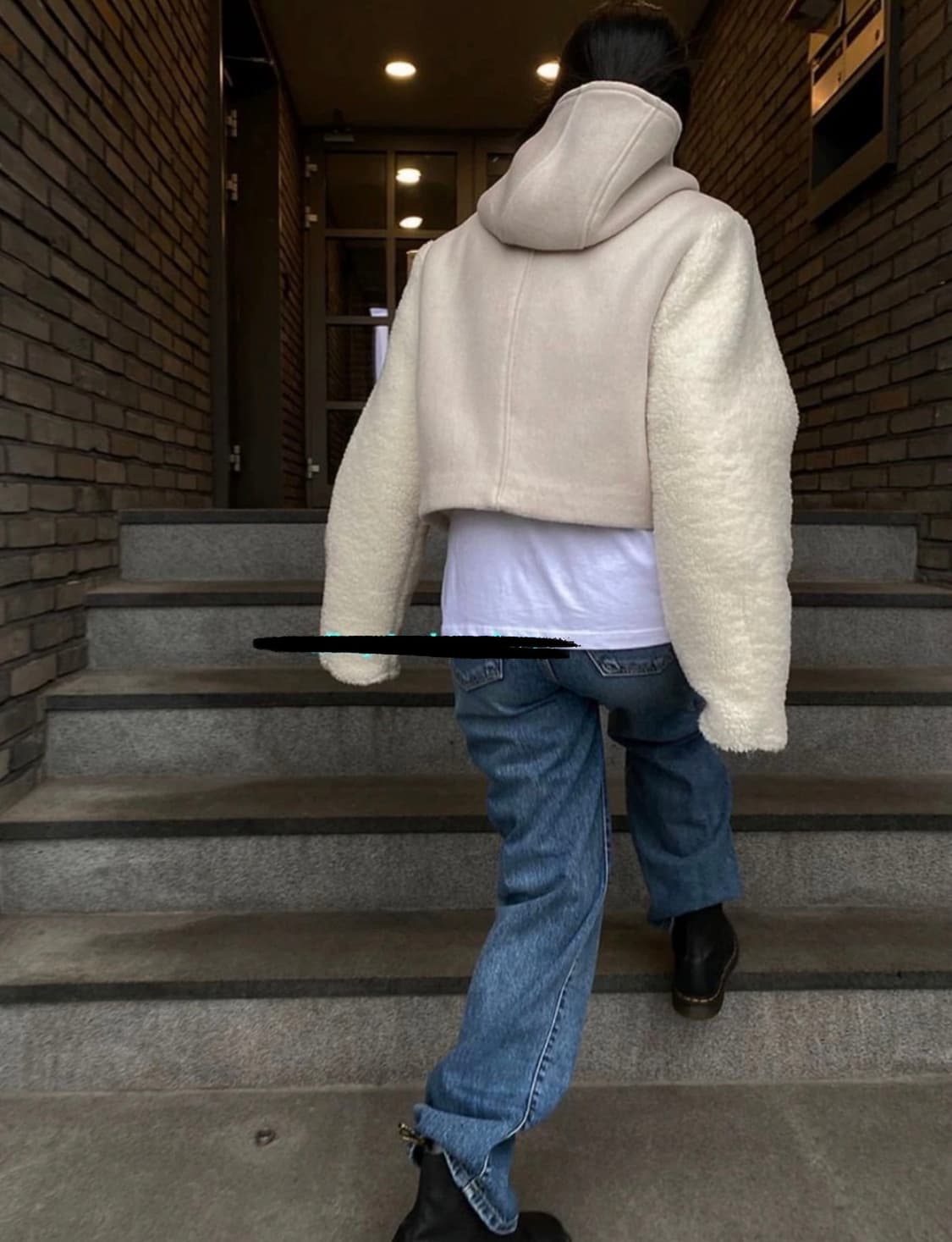 [새상품] 양털 떡볶이 크롭 래글런 누빔 코트 / 카키 상품이미지3