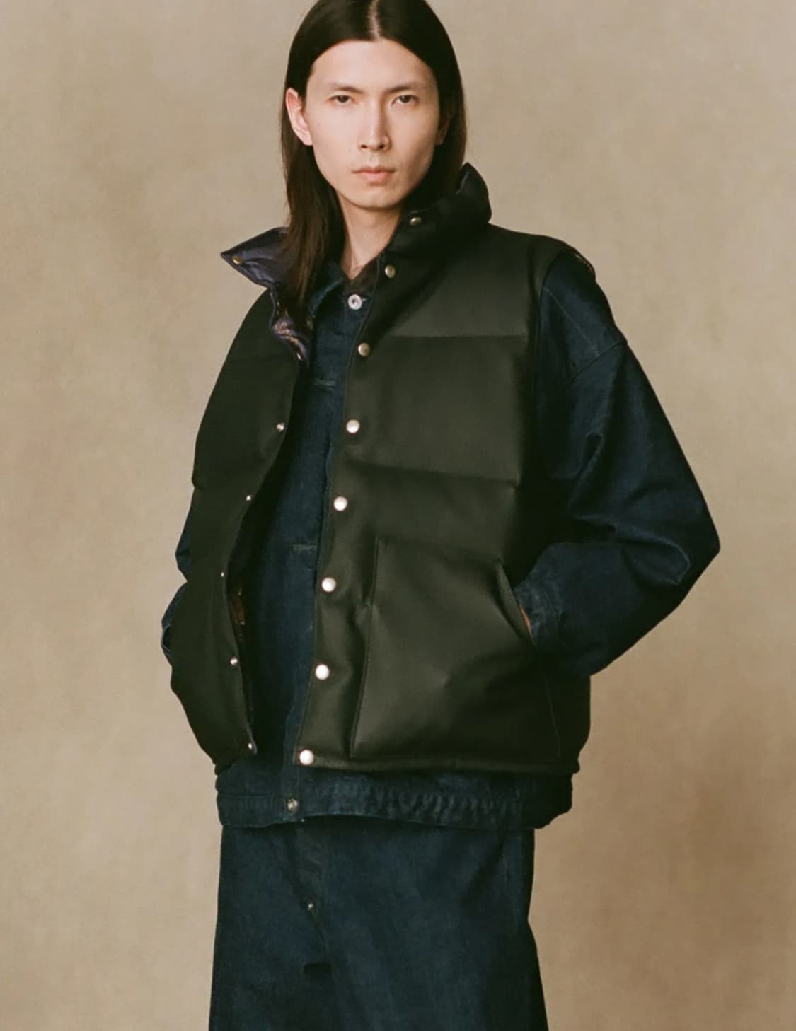 NICENESS GASTON 피나클 레더 리버시블 다운 베스트 L 상품이미지9