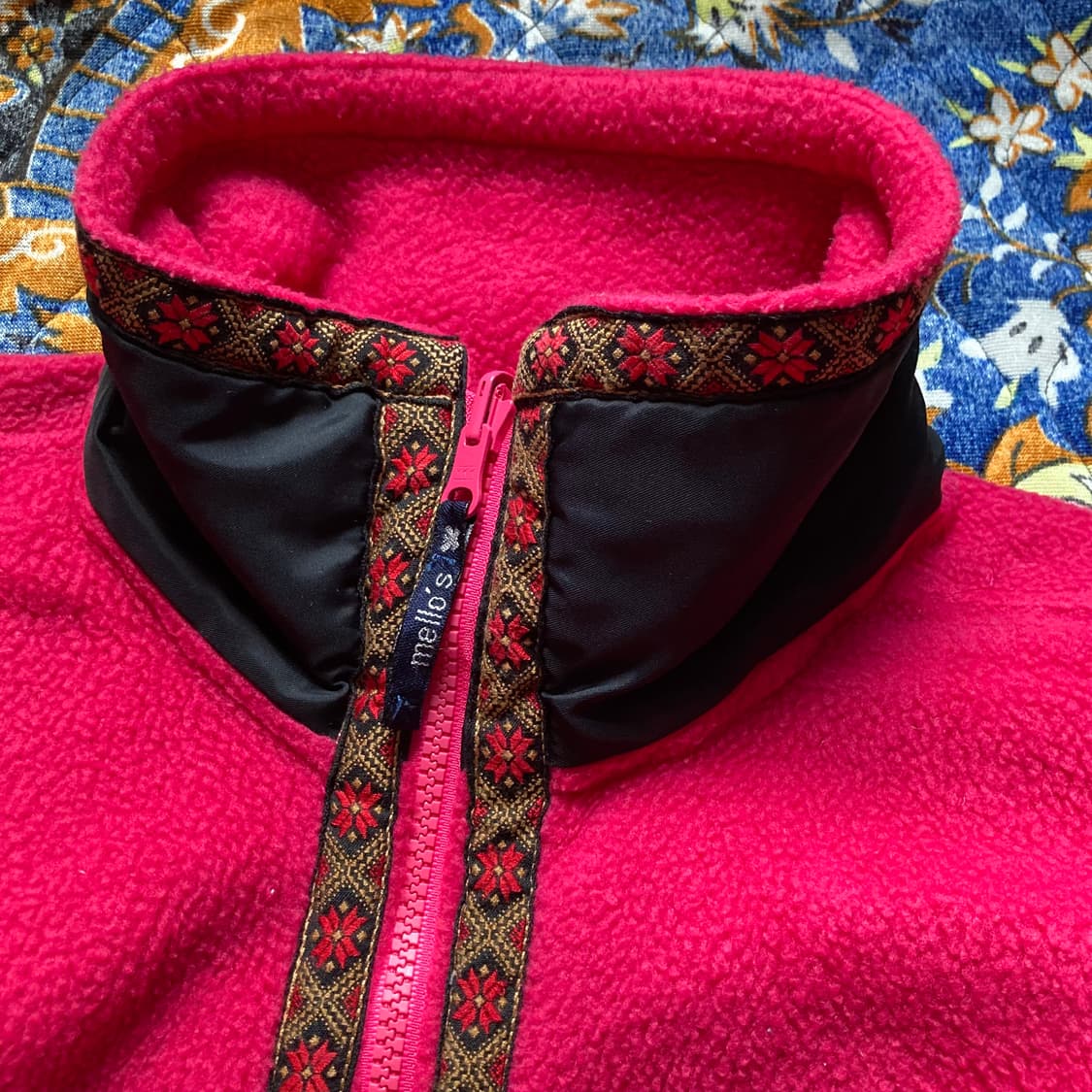 90's mello's 자수로고 푸시아 오버핏 폴라텍 플리스 자켓 집업  상품이미지2