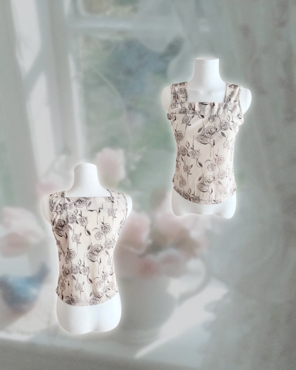 베이지 플라워 큐빅 슬리브리스 상품이미지4