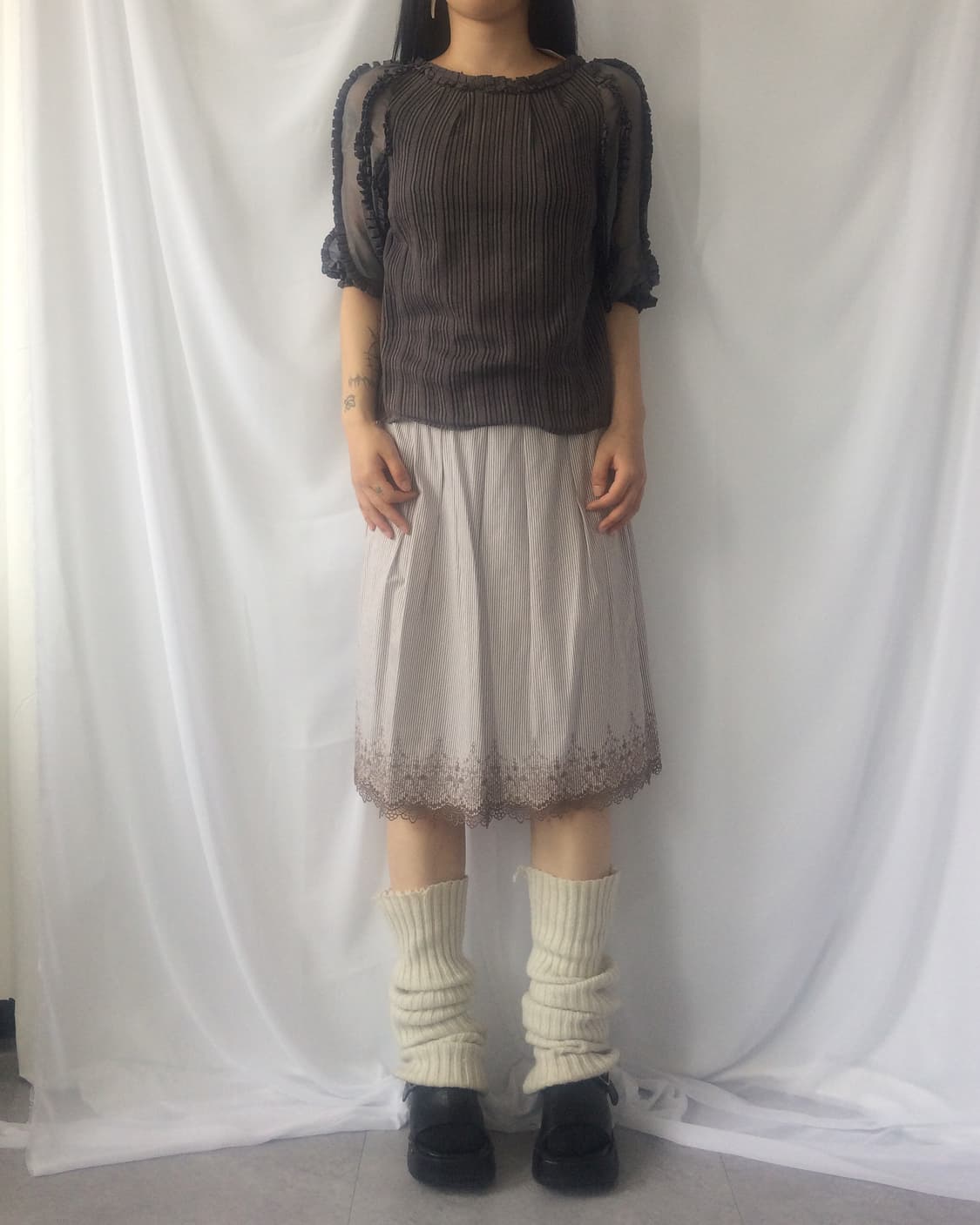 Embroidery point pleats skirt 상품이미지6