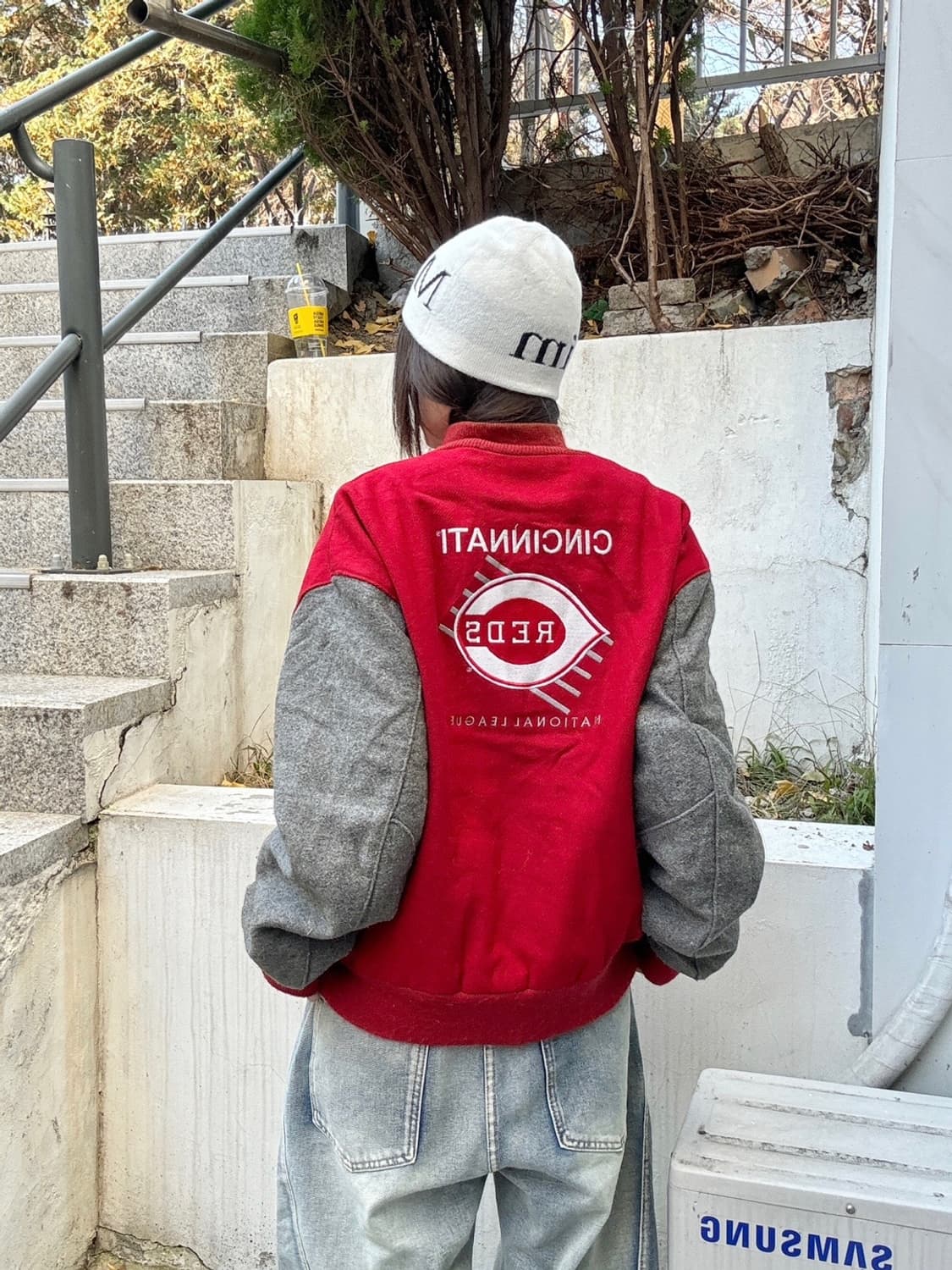 90s 올드스쿨 DeLONG 레드 스타디움 자켓 상품이미지3