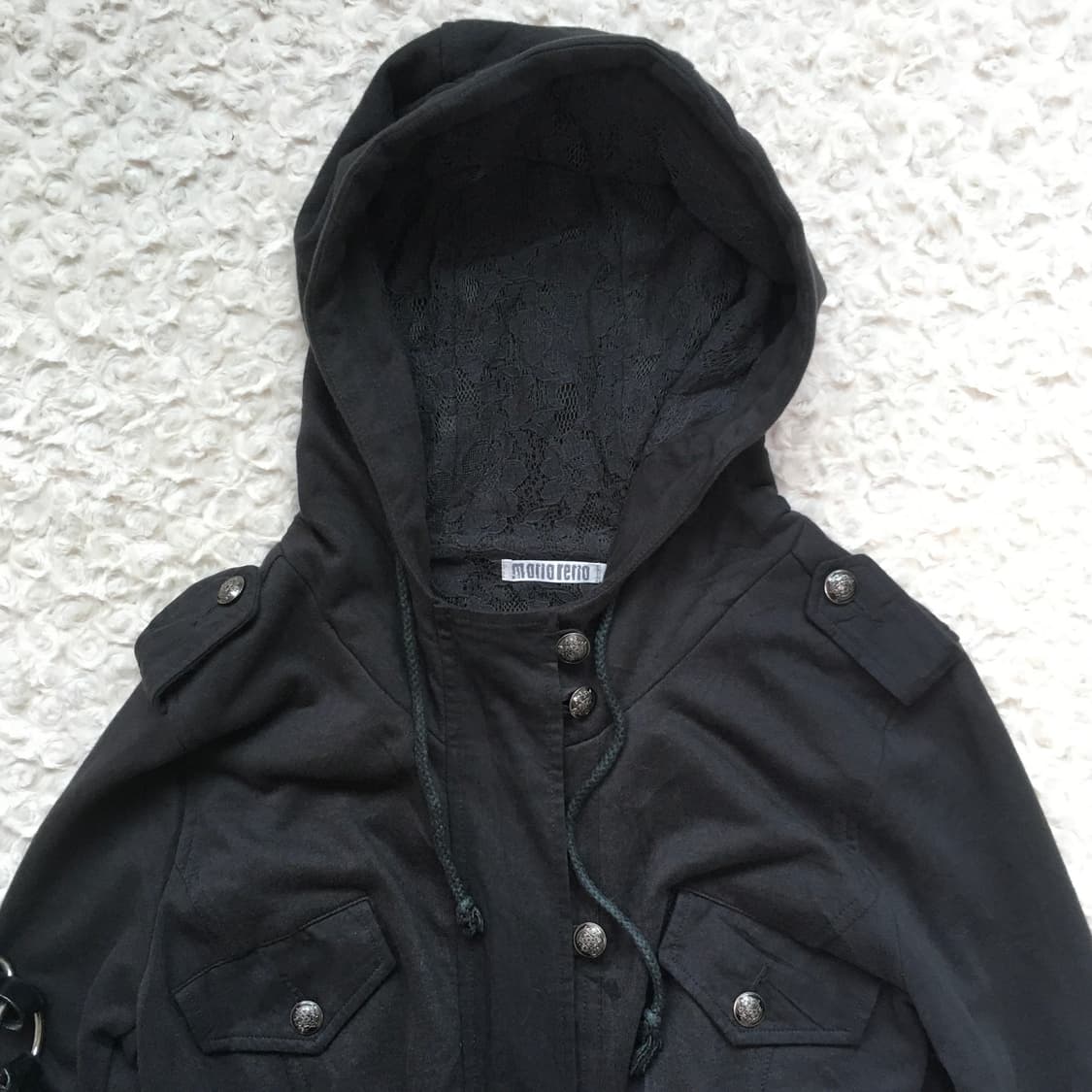 jpn vintage y2k charcoal lace hood stud  상품이미지4