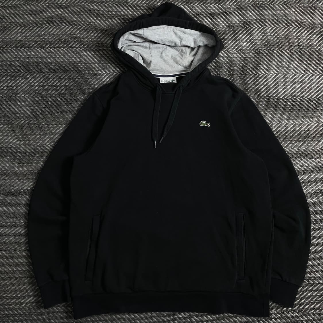 라코스테 자수로고 블랙 미니멀 후드 티셔츠o 3798 상품이미지1