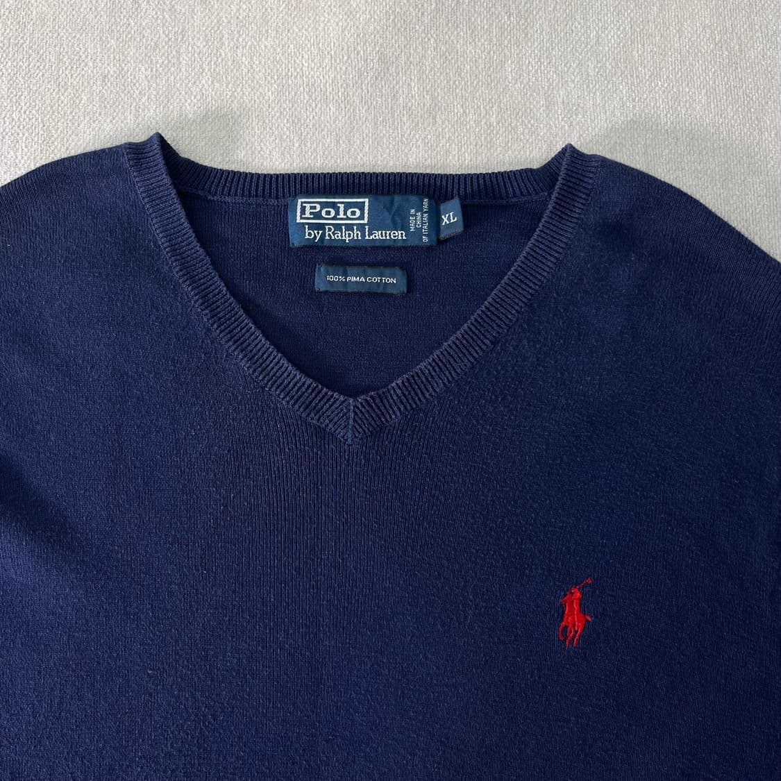 100 폴로랄프로렌 피마코튼 브이넥 네이비 니트 상품이미지2