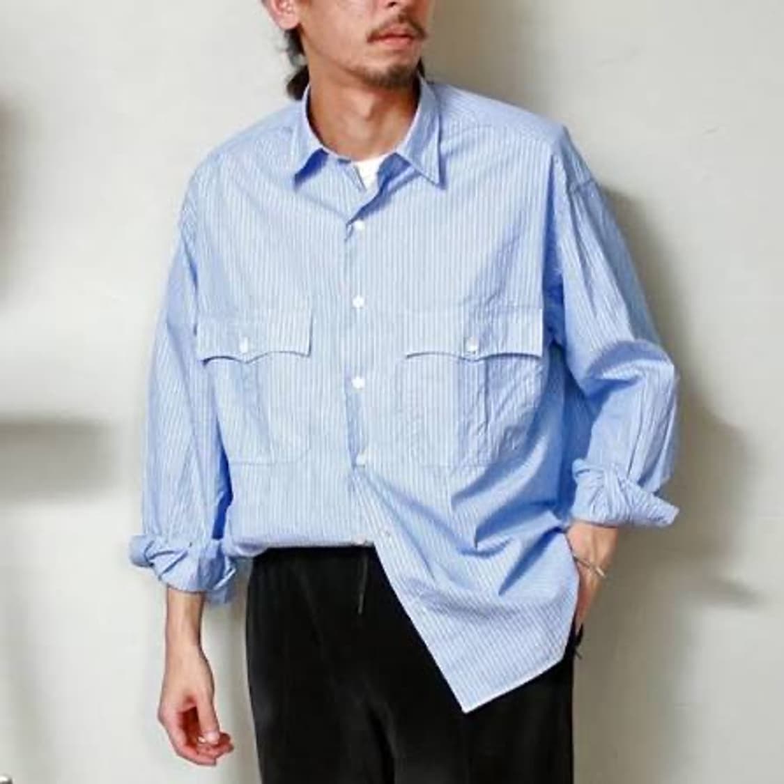 포터클래식 ROLL UP STRIPE SHIRT (Blue) (M) 상품이미지3
