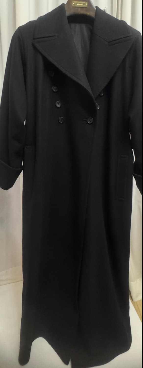 Y's 요지야마모토 블랙 더블 브레스트 롱코트   상품이미지5