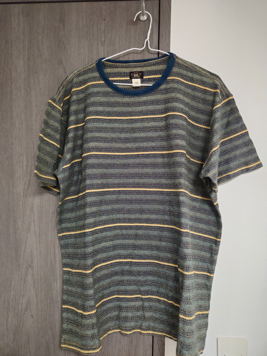 [XL] RRL 더블알엘 인디고 자카드 스트라이프 티셔츠 상품이미지1