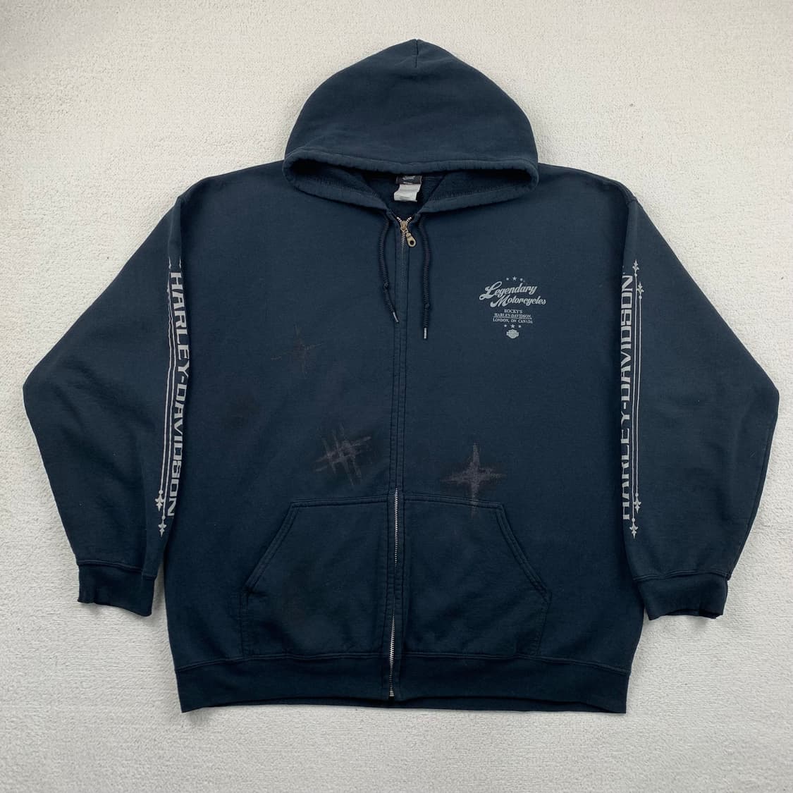 할리 데이비슨 스컬 프린팅 블랙 후드집업 상품이미지3