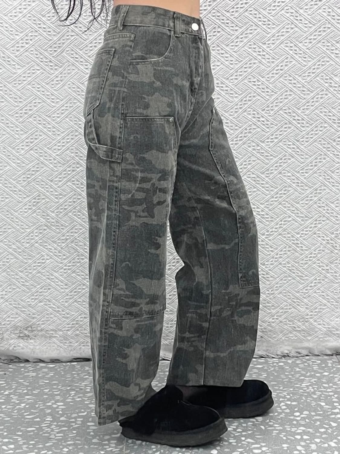 빈티지 밀리터리 카모플라주 더블니 데님팬츠  L C07395 상품이미지1