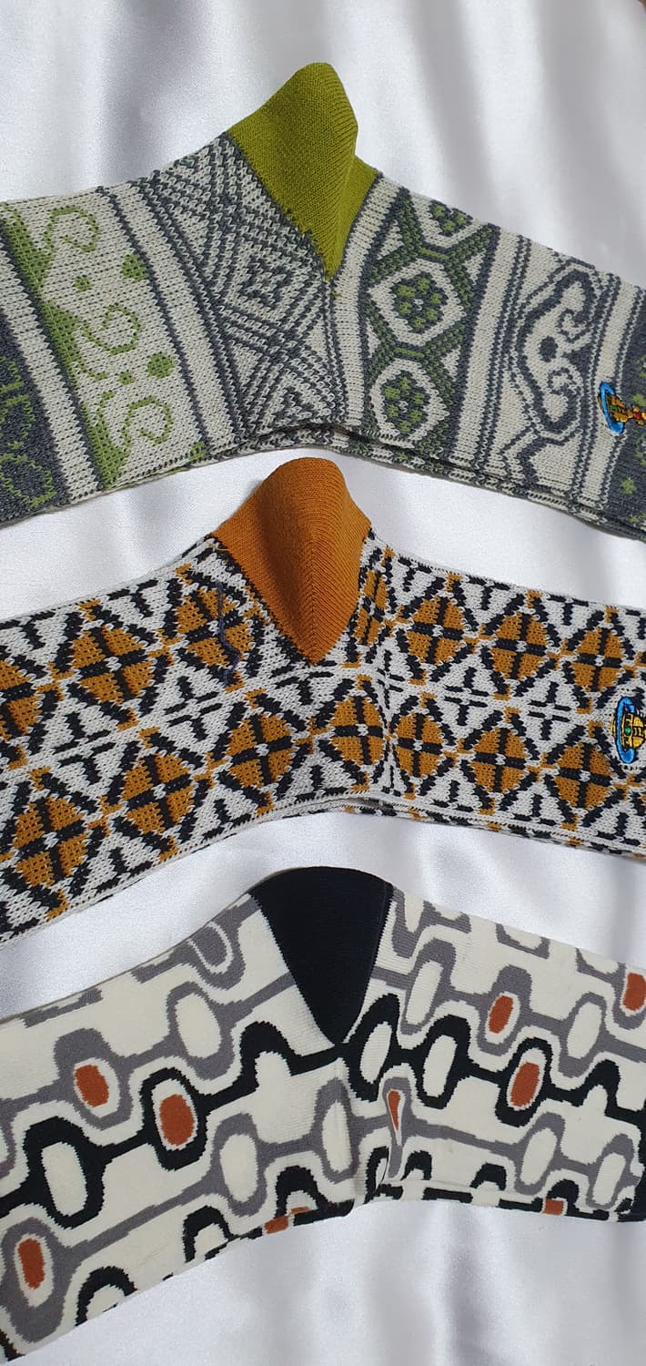 올리브 그레이 겨자 브라운 플라워 사각 도형 비비안웨스트우드 양말 상품이미지5