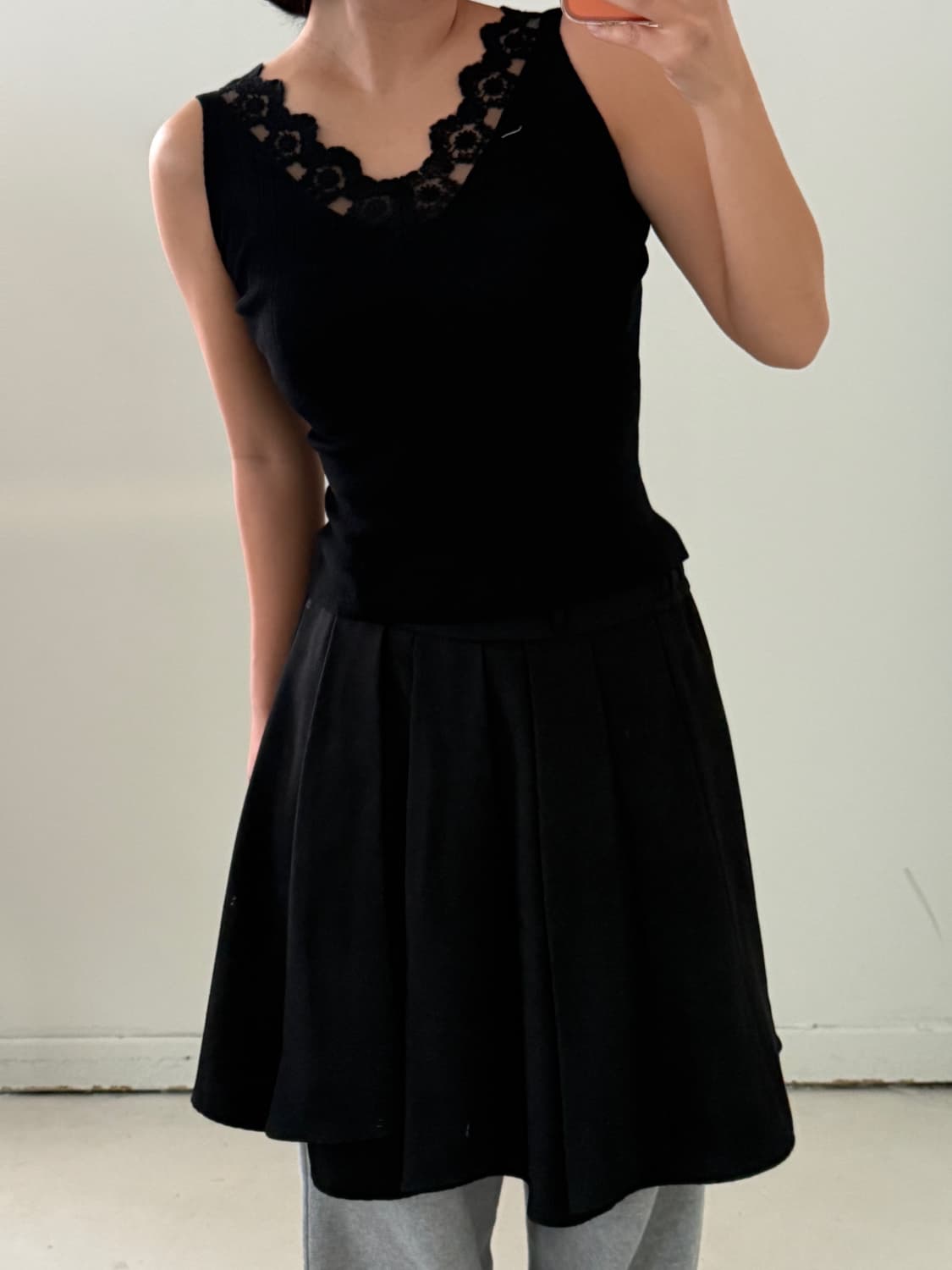 일본빈티지 레이스 블랙 슬리브리스 상품이미지7