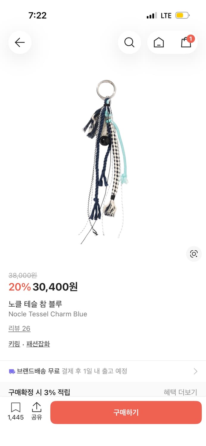 노클 테슬 참 키링 블루 상품이미지1