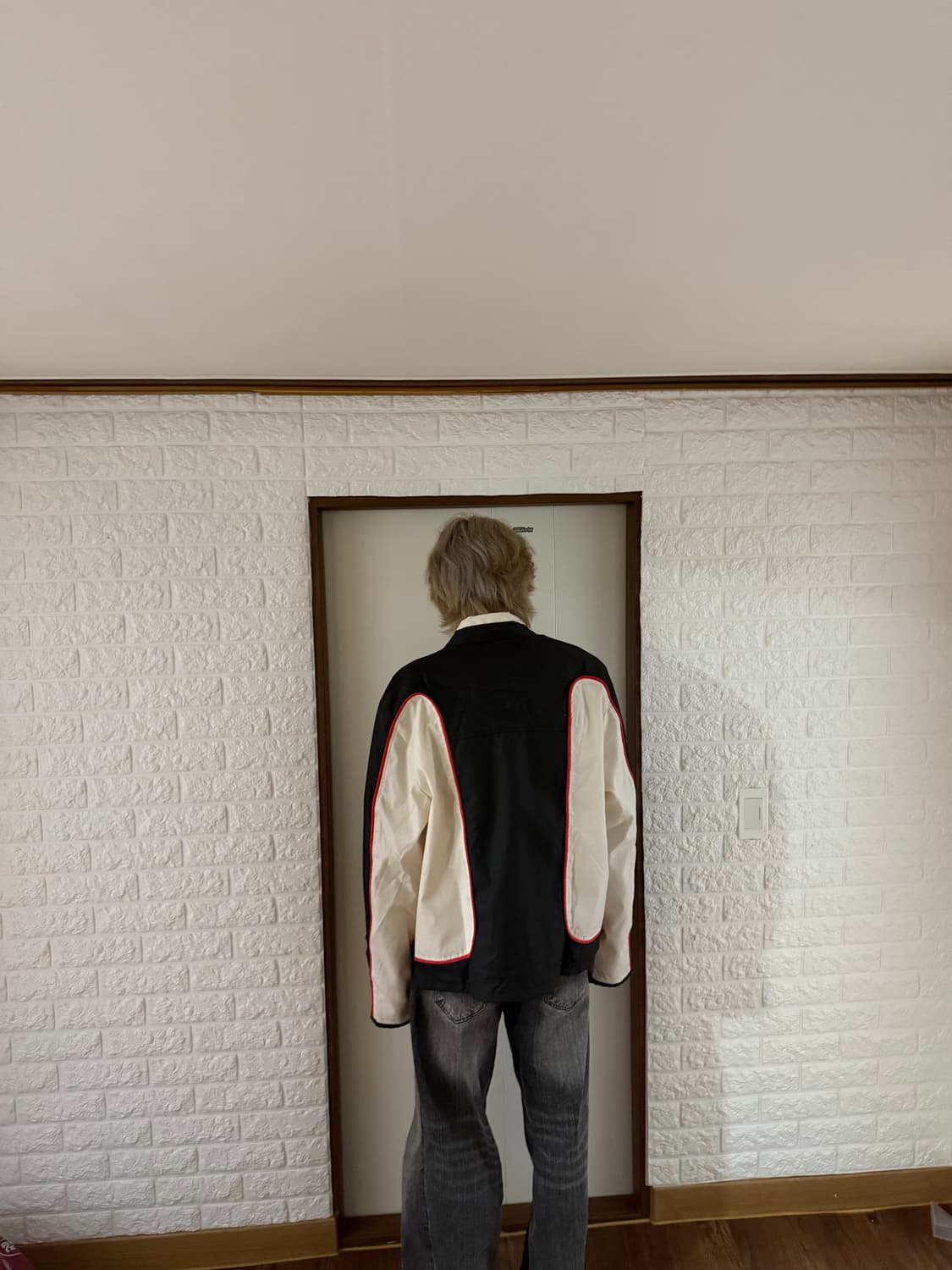 디젤 J 블링크 컬러블록 나일론 바이커 재킷 블랙 화이트 xl 상품이미지7