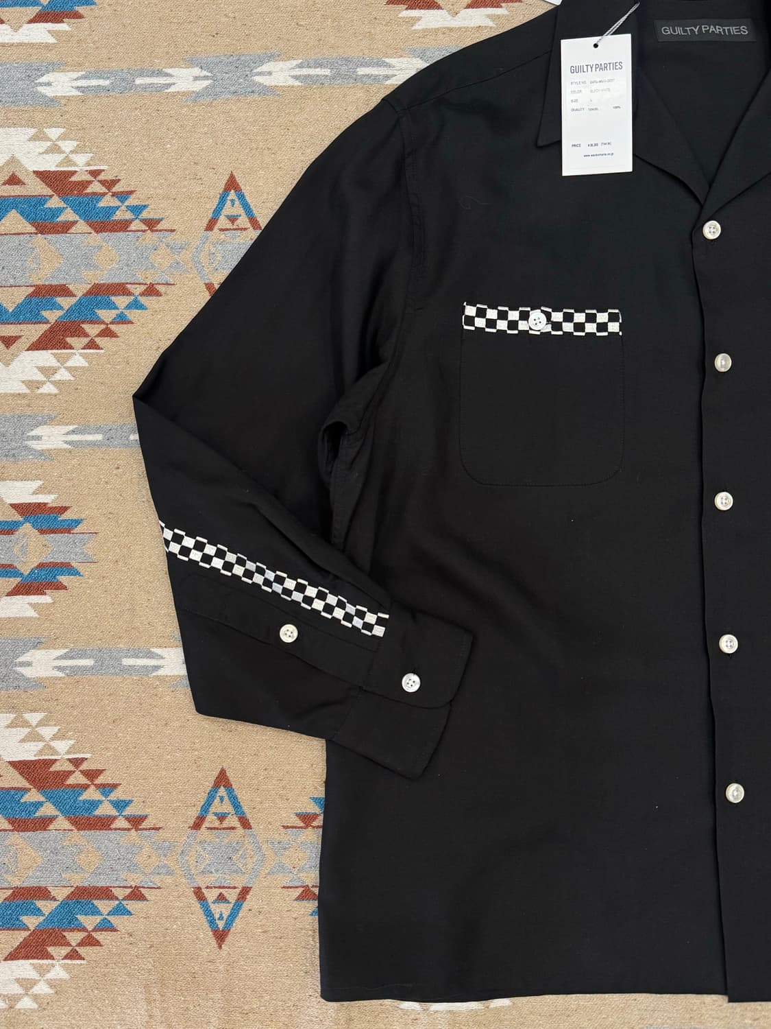 [L] 와코마리아 50‘s 오픈카라 셔츠 블랙  상품이미지2