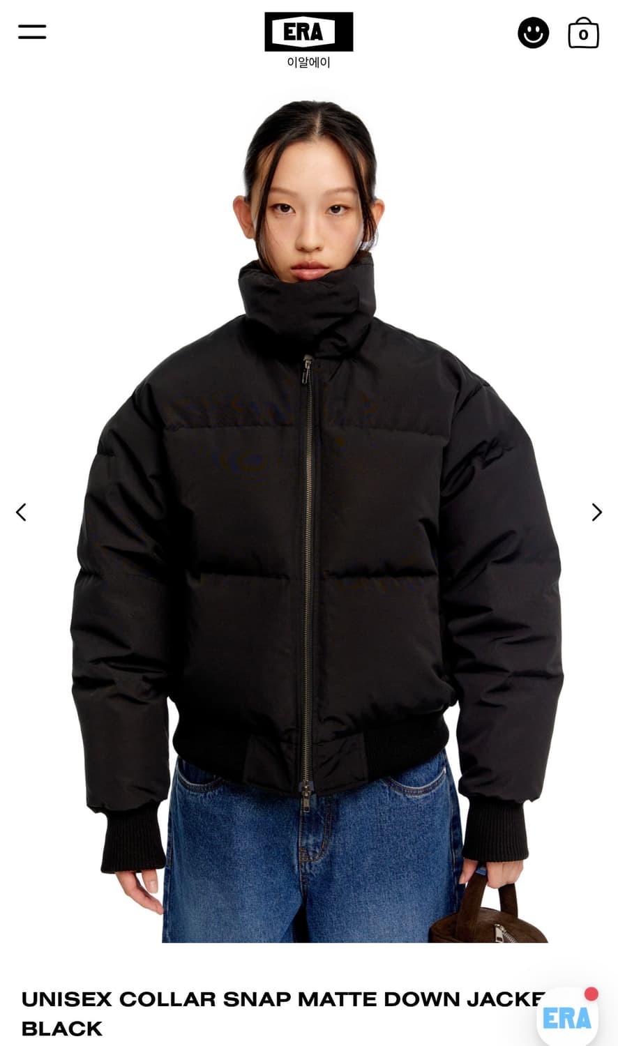 ERA 숏 패딩 COLLAR SNAP MATTE DOWN JACKET 상품이미지1