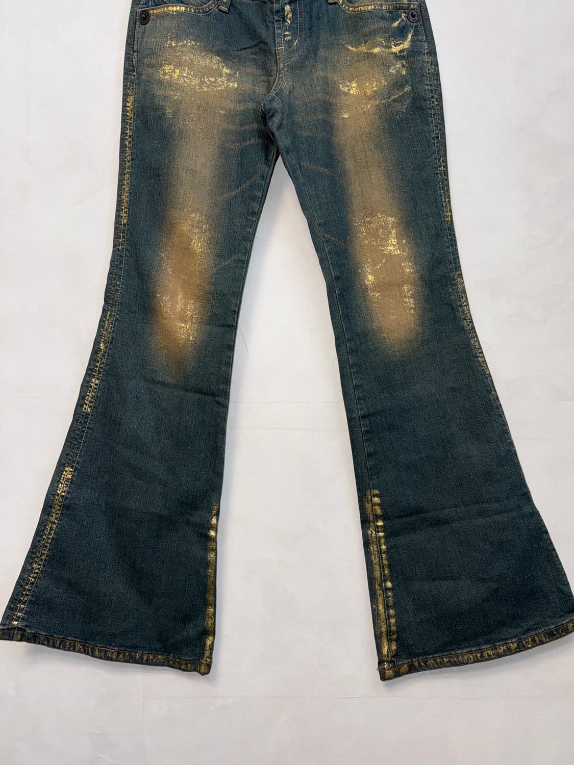 Metallic gold denim bootscut pants 상품이미지3