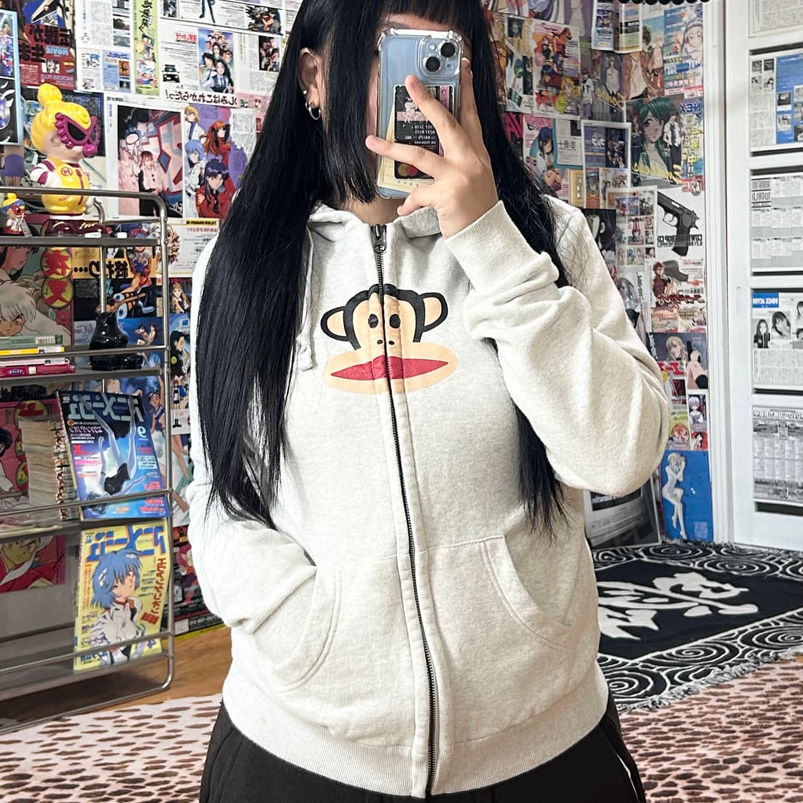 폴프랭크 멜란지 백 프린팅 후드집업 상품이미지2