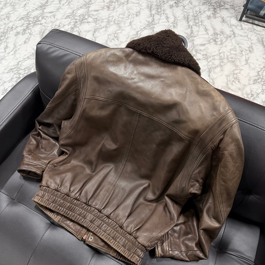 90s 퍼 카라 탈부착 100% 쉽스킨 양가죽 A2 봄버 자켓 상품이미지2