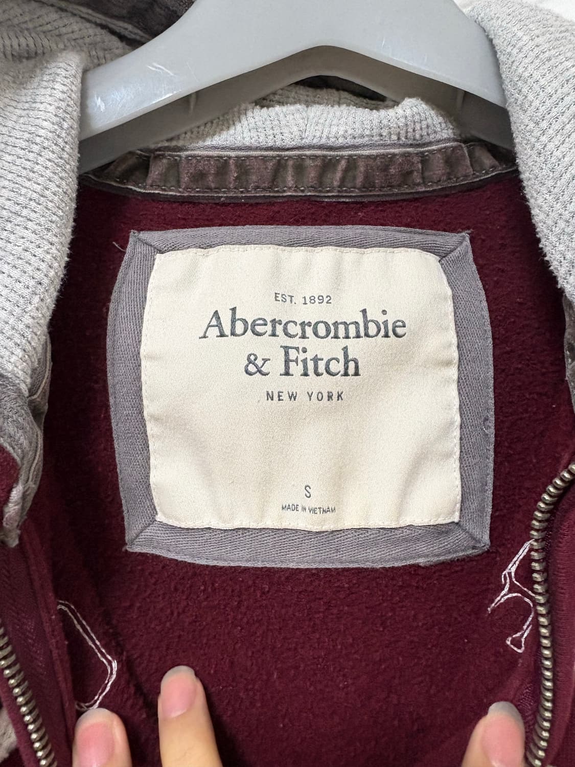 아베크롬비 버건디 후드집업 S 상품이미지3