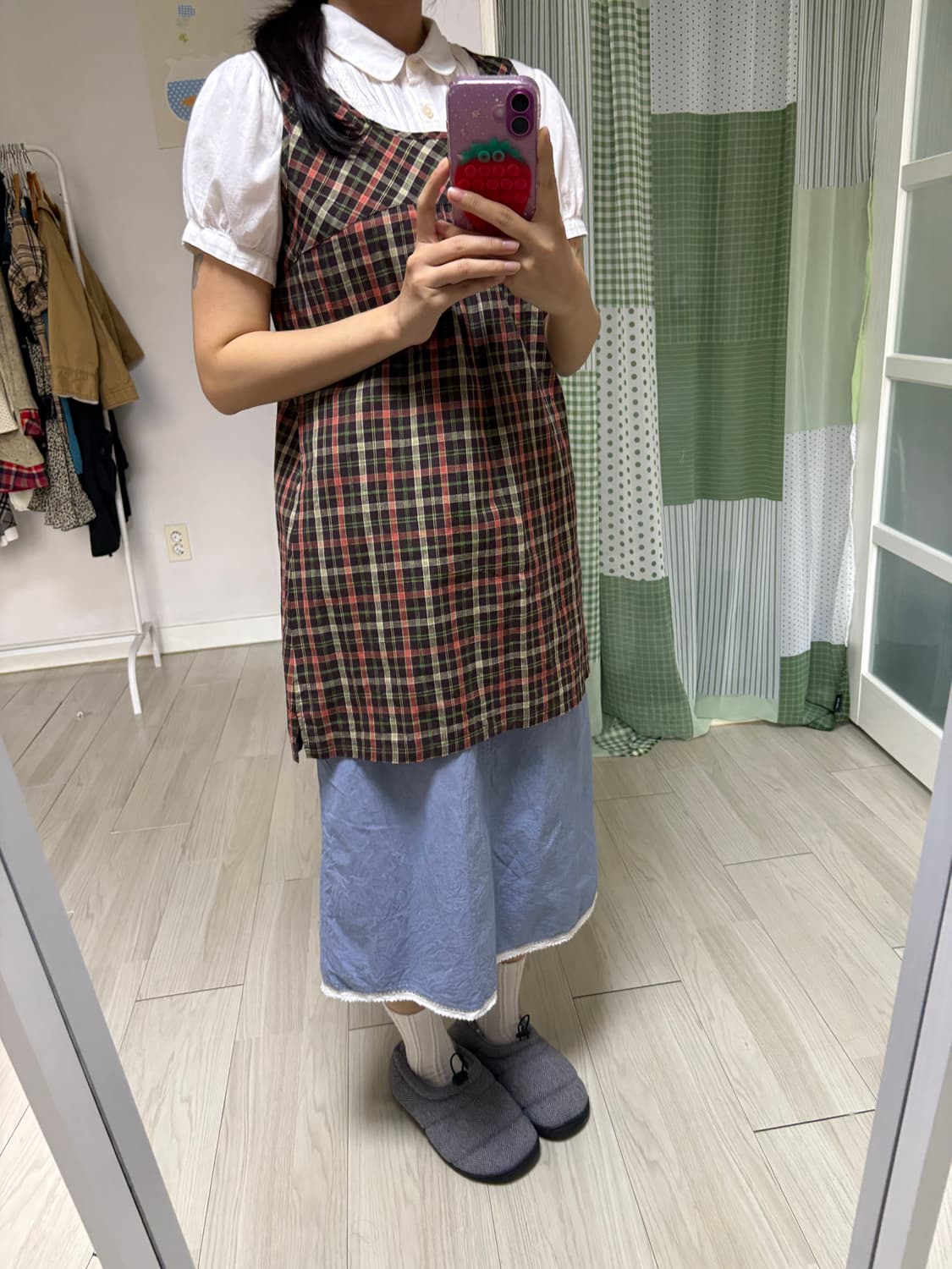 브라운 체크 슬리브리스 상품이미지10