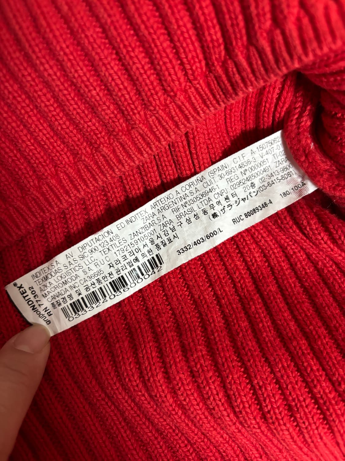 ZARA 자라 맨 레드 골지 니트 상품이미지8