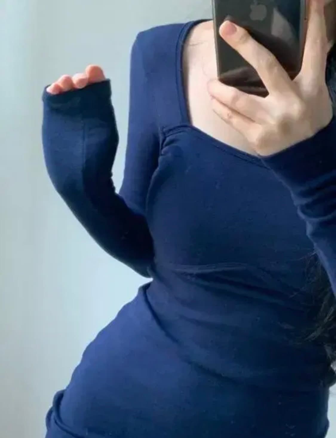 스퀘어넥 원피스 네이비 상품이미지4