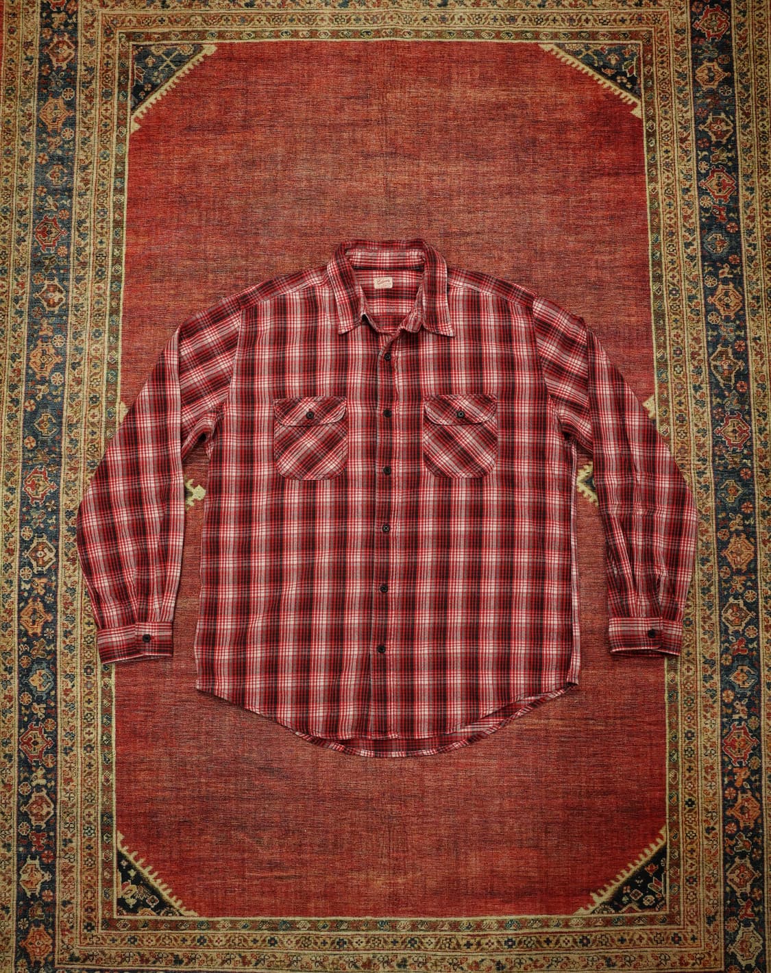 에드윈 레드 플란넬 체크 셔츠 판매 상품이미지1