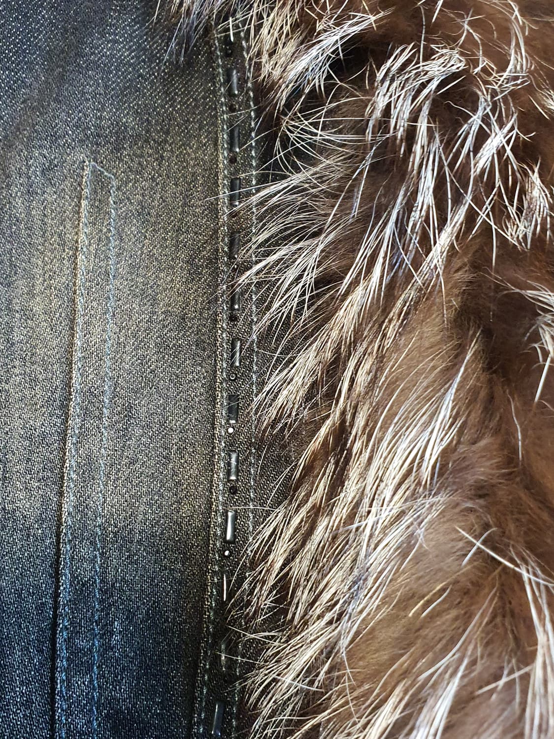 [갸루] 데님 퍼 자켓 조끼 상품이미지4