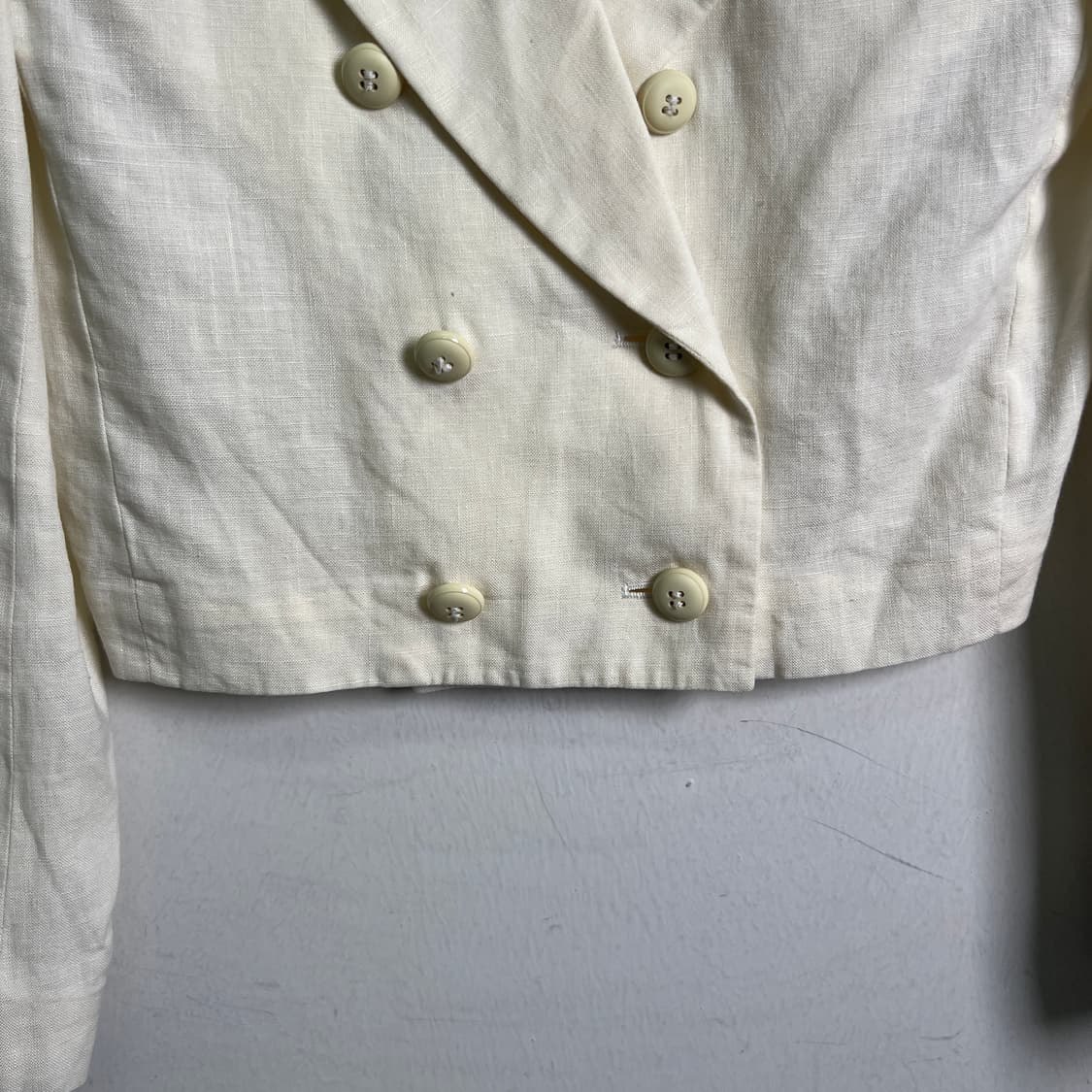 80's 입생로랑 린넨 더블 크롭 블레이저 자켓 M 상품이미지5