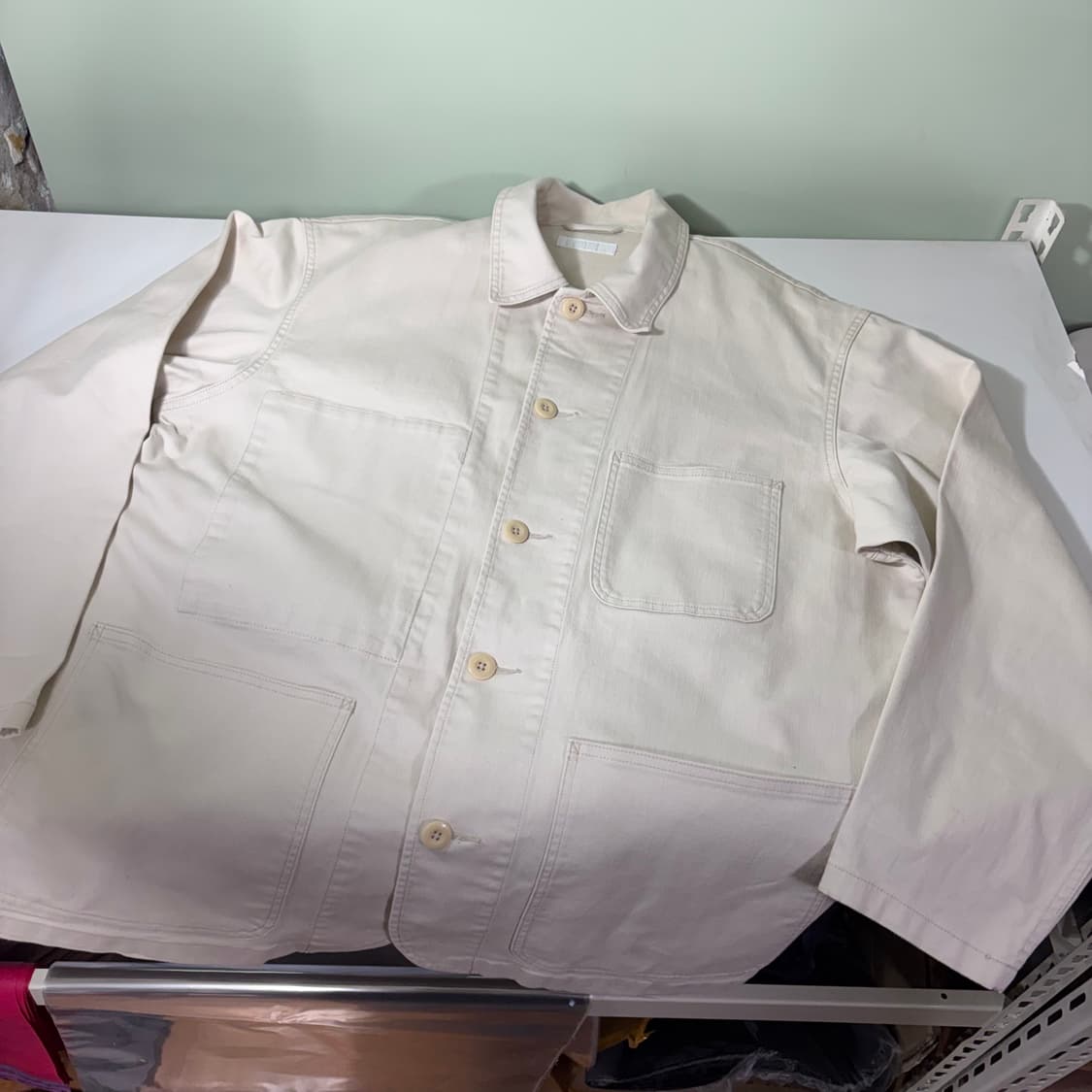 XL 유니클로 크림아이보리 오버핏 코튼 워크자켓 상품이미지2