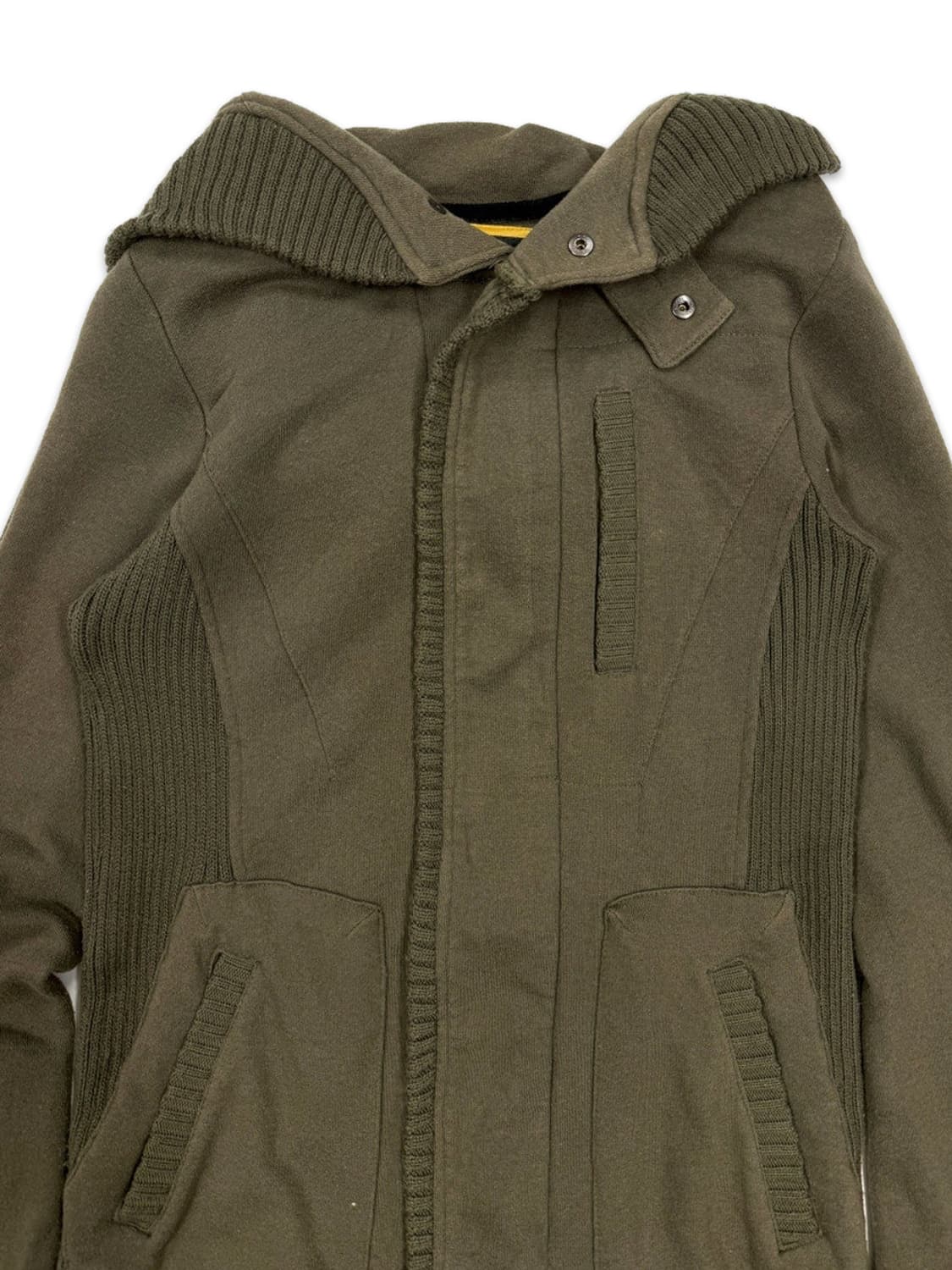 빈티지 Von Dutch 카키 니트 후드 집업 상품이미지3