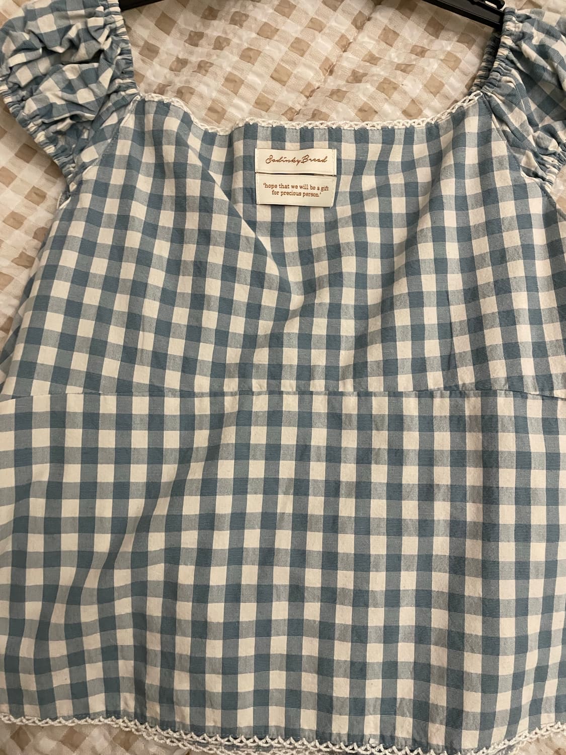 쏘딩키브레드 Sarah Blue check Blouse 상품이미지5
