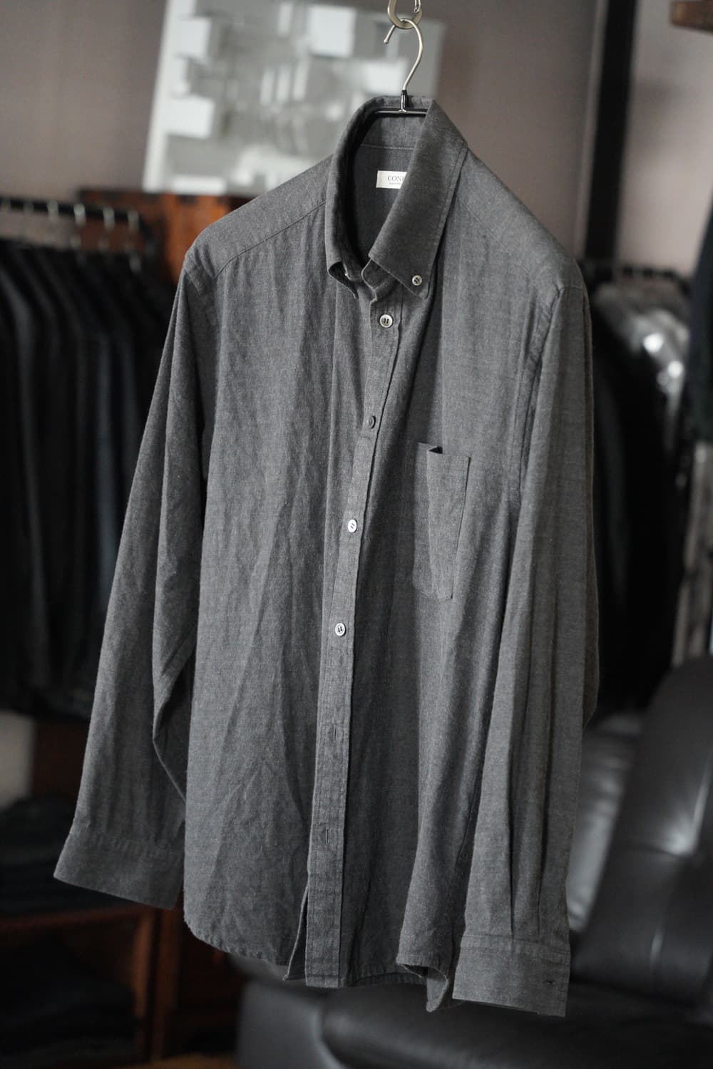 네스트로브 컨팩트/ 코튼울 버튼 다운 셔츠, 차콜, 3사이즈 상품이미지2