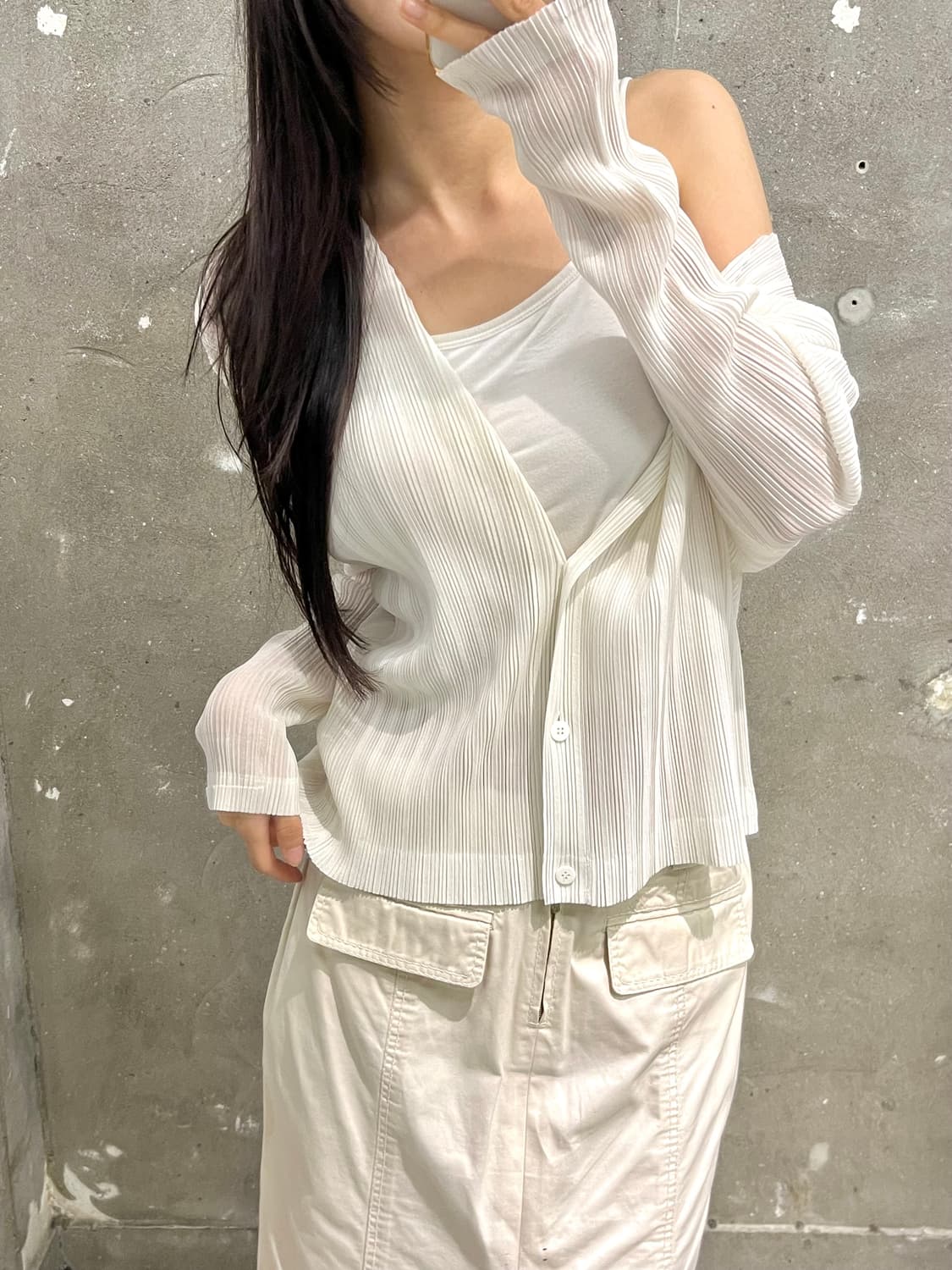 Pleats Please 플리츠플리즈 화이트 가디건 상품이미지4
