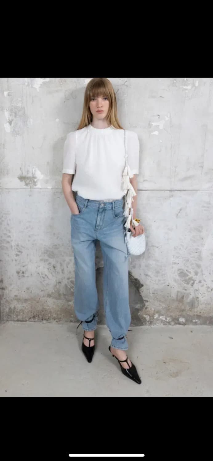 오르 시어서커 셔링 블라우스 화이트 L 상품이미지1