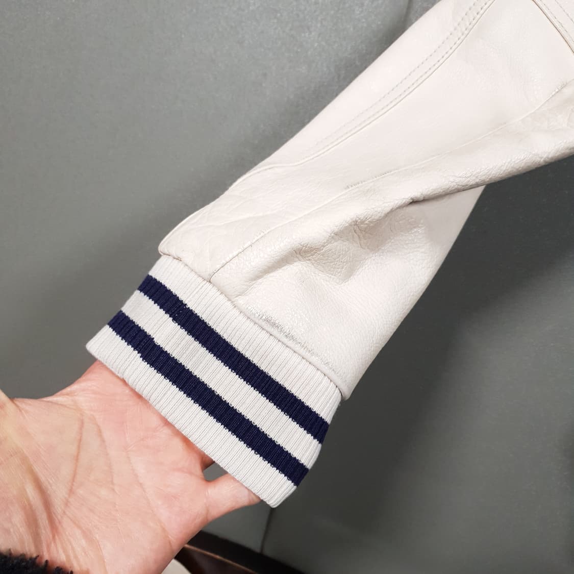 100 (L) MLB 뉴욕 양키스 소가죽 레더 울 바시티 자켓 NY 상품이미지8