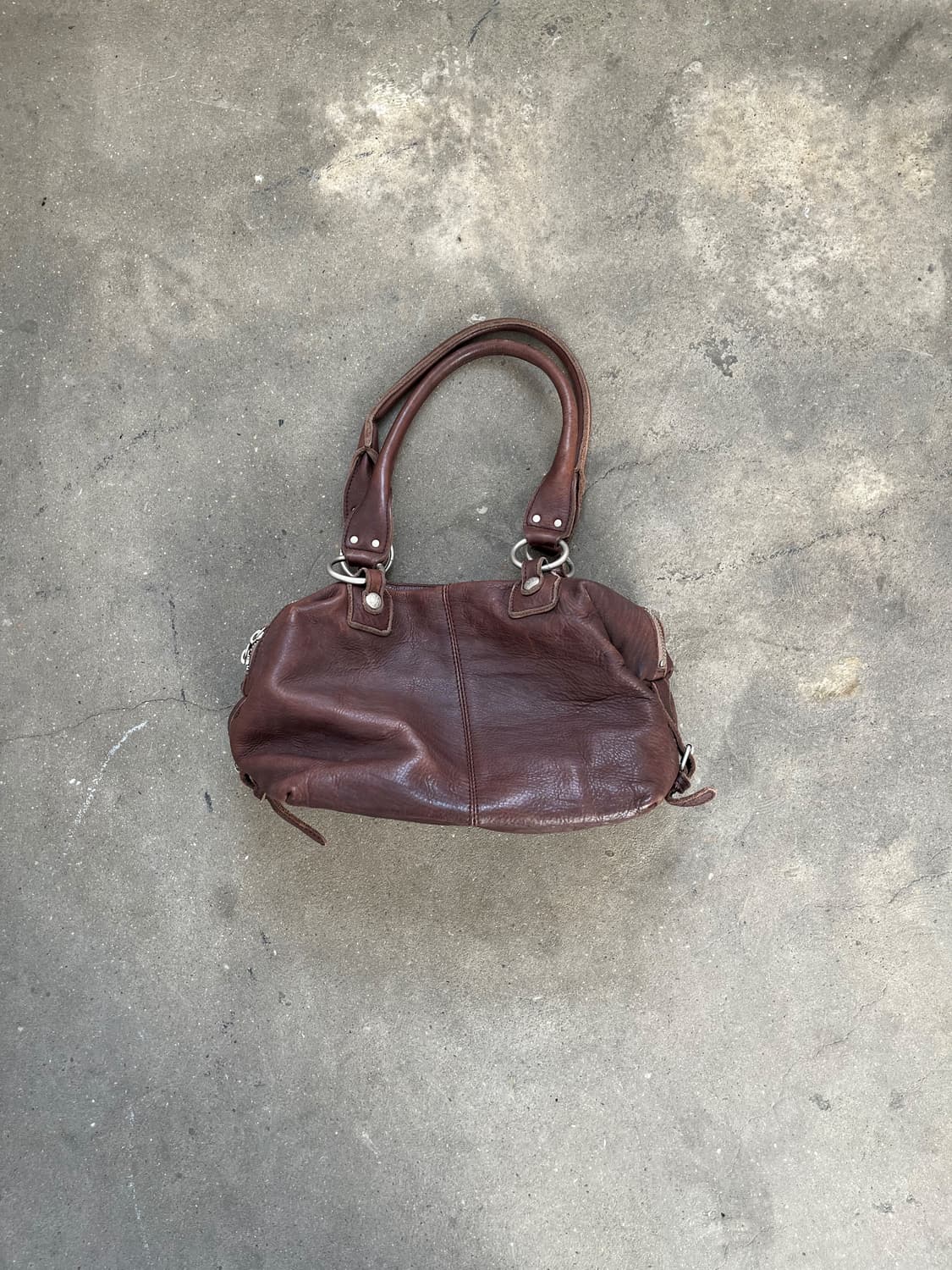 Vintage (maede in japan) 브라운 리얼레더 토트백 상품이미지4