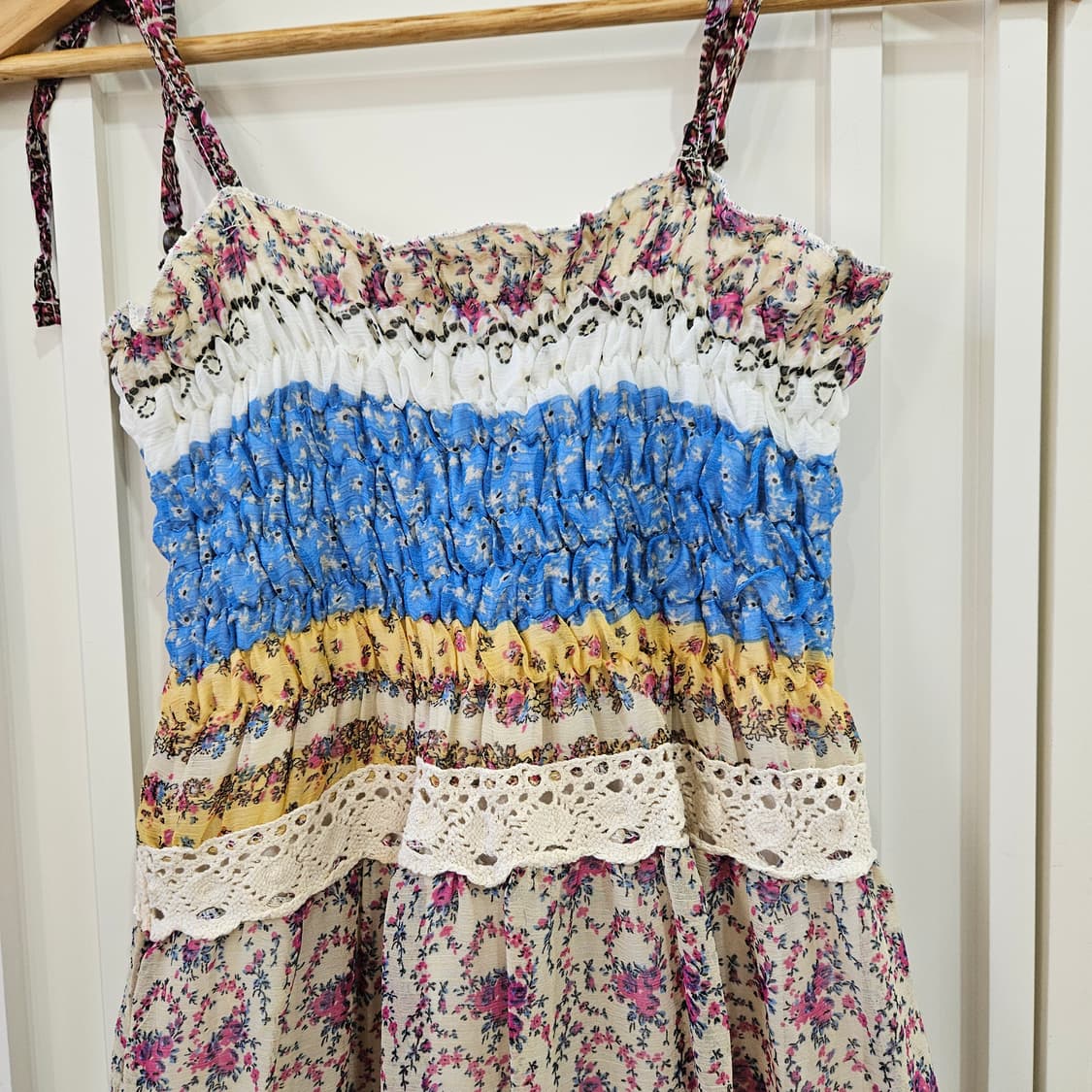 플라워 패턴 롱 원피스 끈나시 원피스 상품이미지3