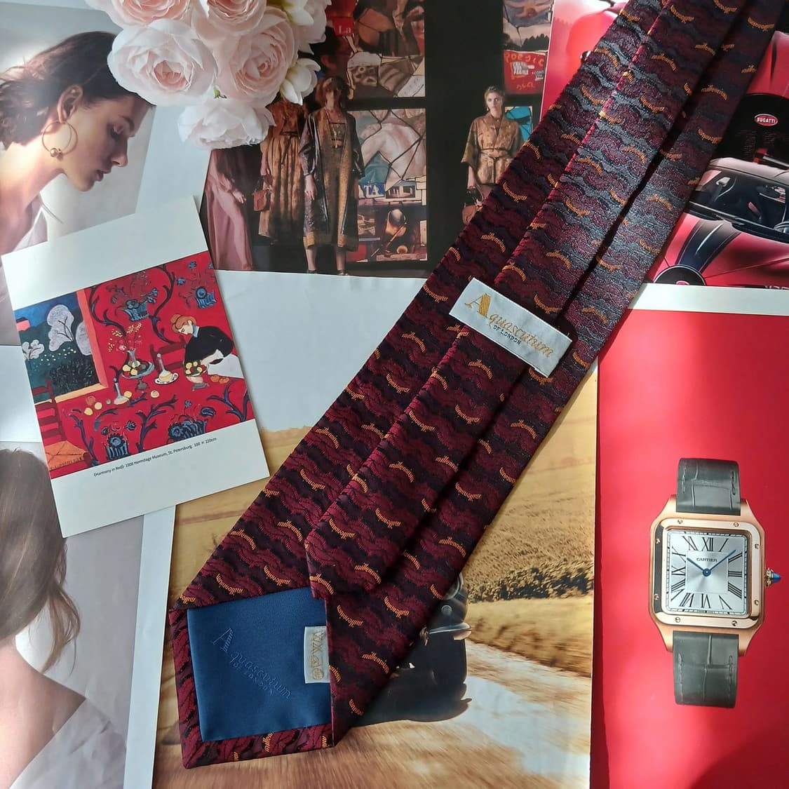 아쿠아스큐텀 실크 밀레니엄 웨이브 넥타이 9.7cm A+등급 A19194 상품이미지4