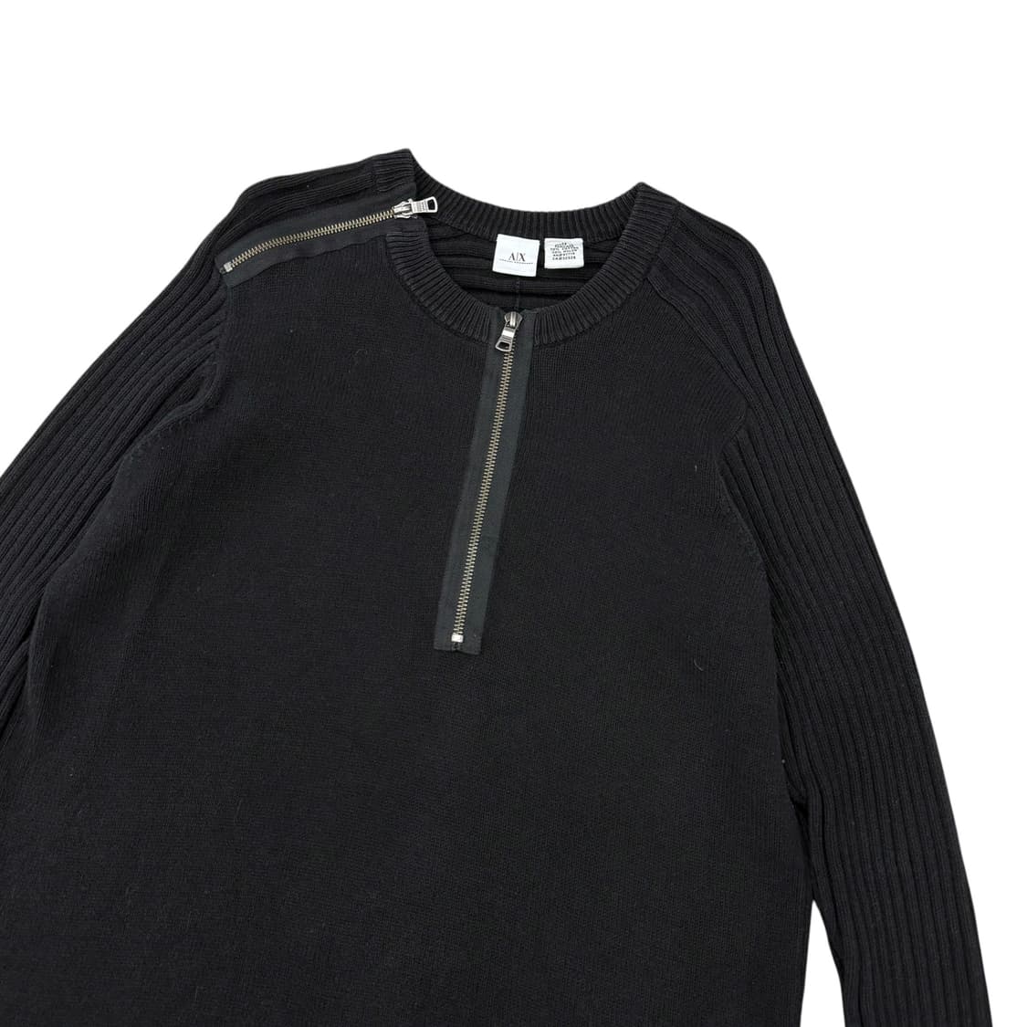 알마니 익스체인지 반집업 지퍼 디테일 블랙 니트 상품이미지3