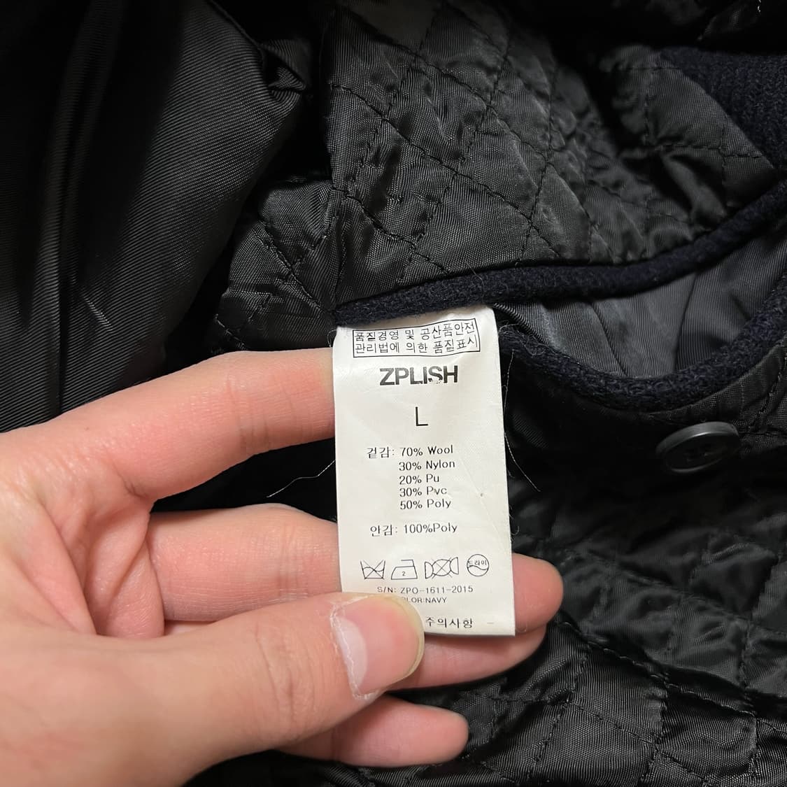 지플리시 컬렉션 남성 누빔 울 더플 코트 L/100  상품이미지5